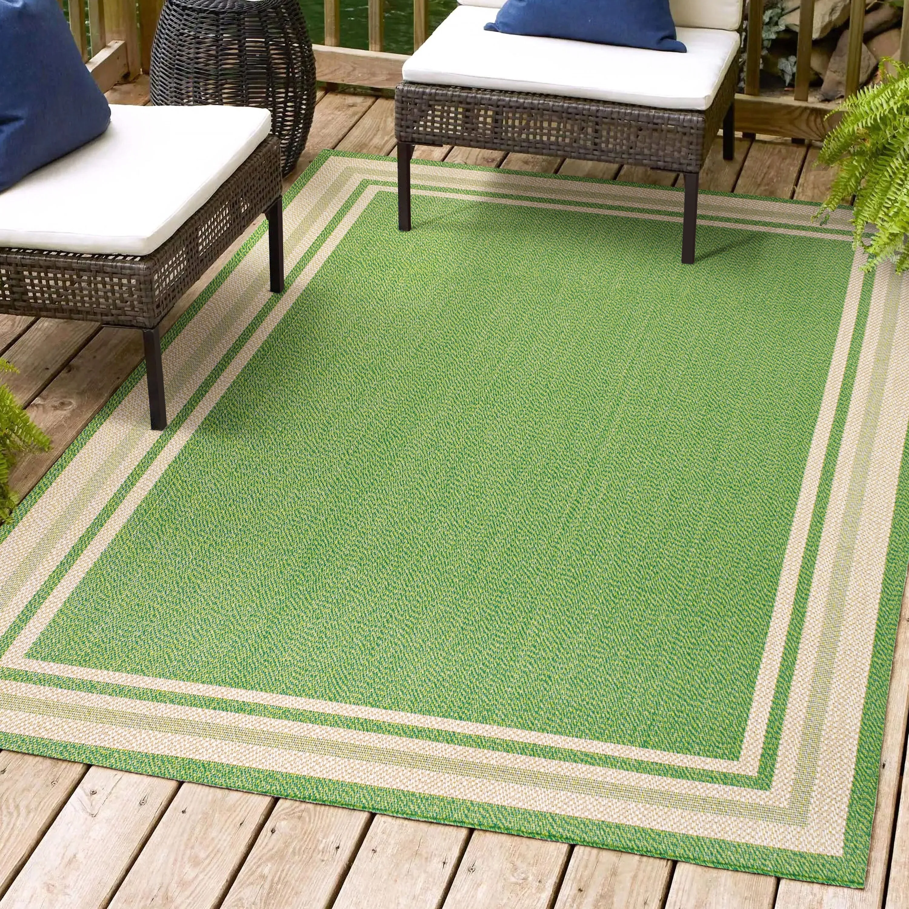 JONATHAN Y Haynes Modern Border Stripe Indoor/Outdoor Area Rug