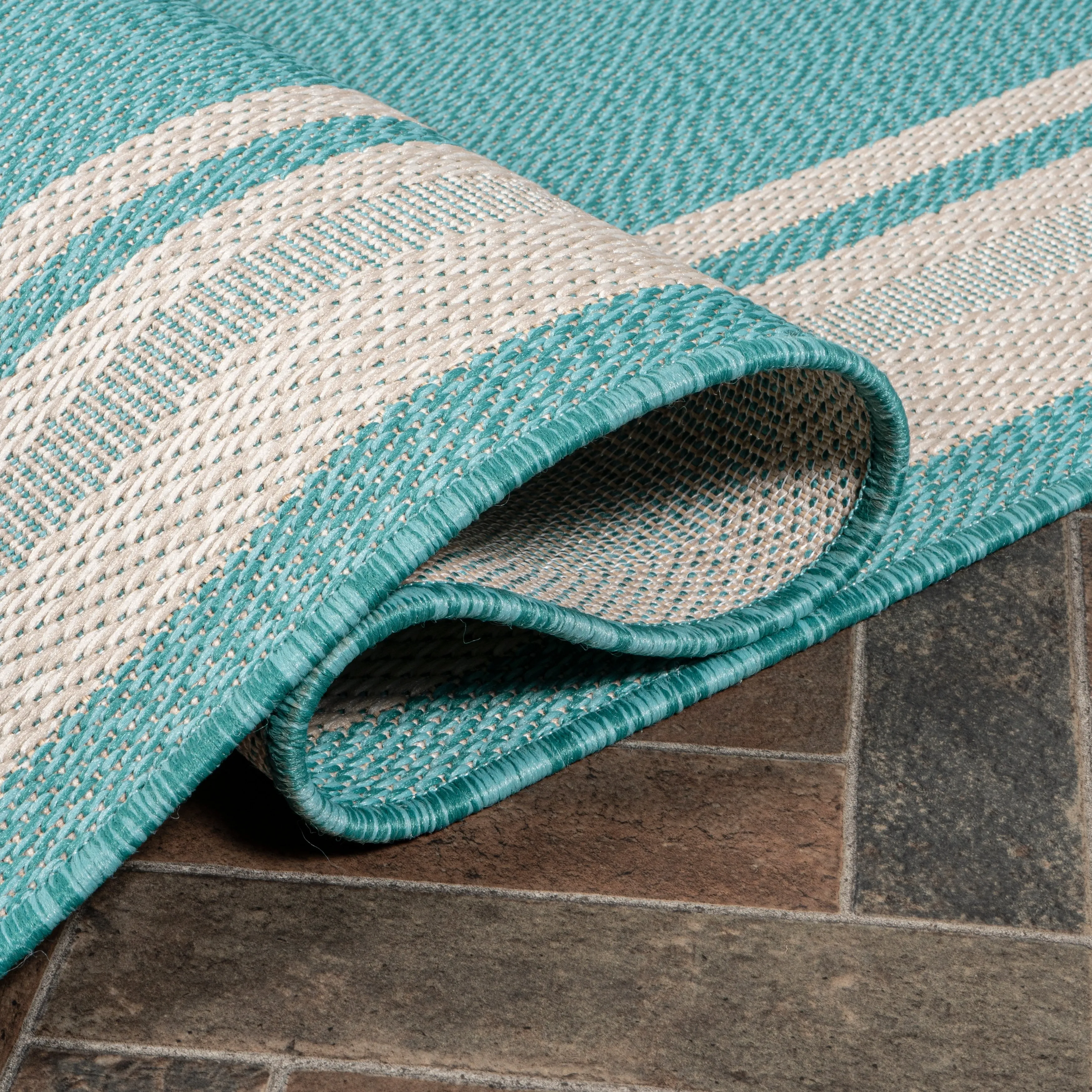 JONATHAN Y Haynes Modern Border Stripe Indoor/Outdoor Area Rug