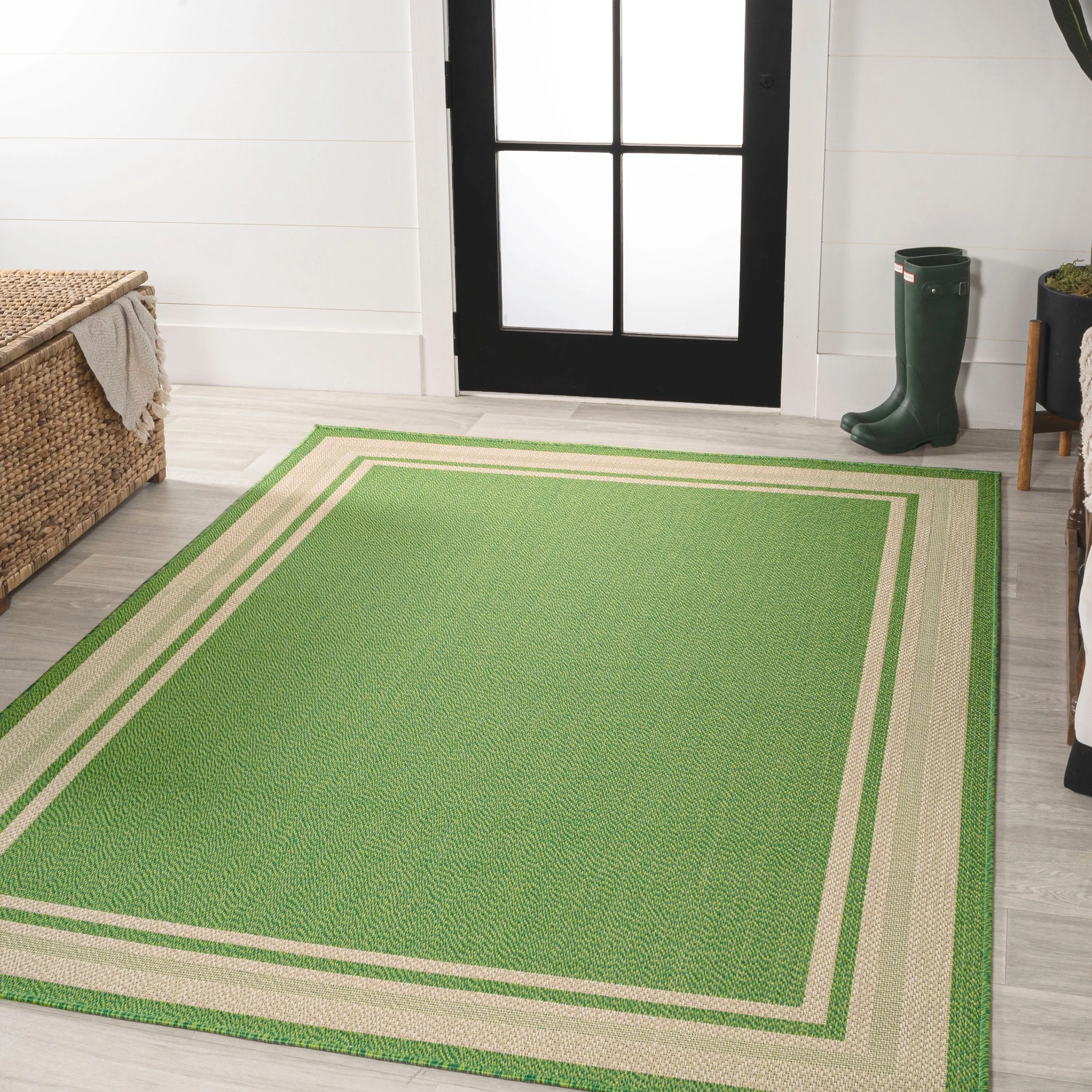 JONATHAN Y Haynes Modern Border Stripe Indoor/Outdoor Area Rug