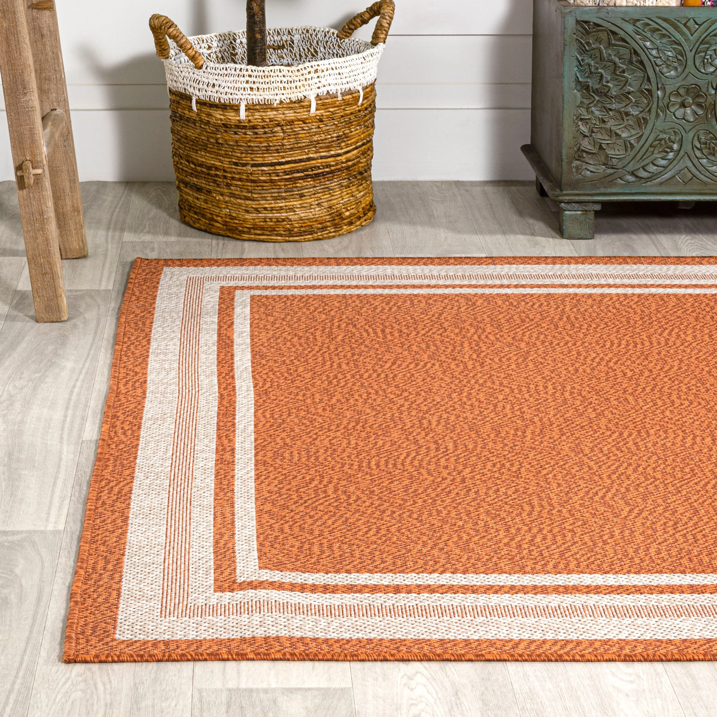 JONATHAN Y Haynes Modern Border Stripe Indoor/Outdoor Area Rug