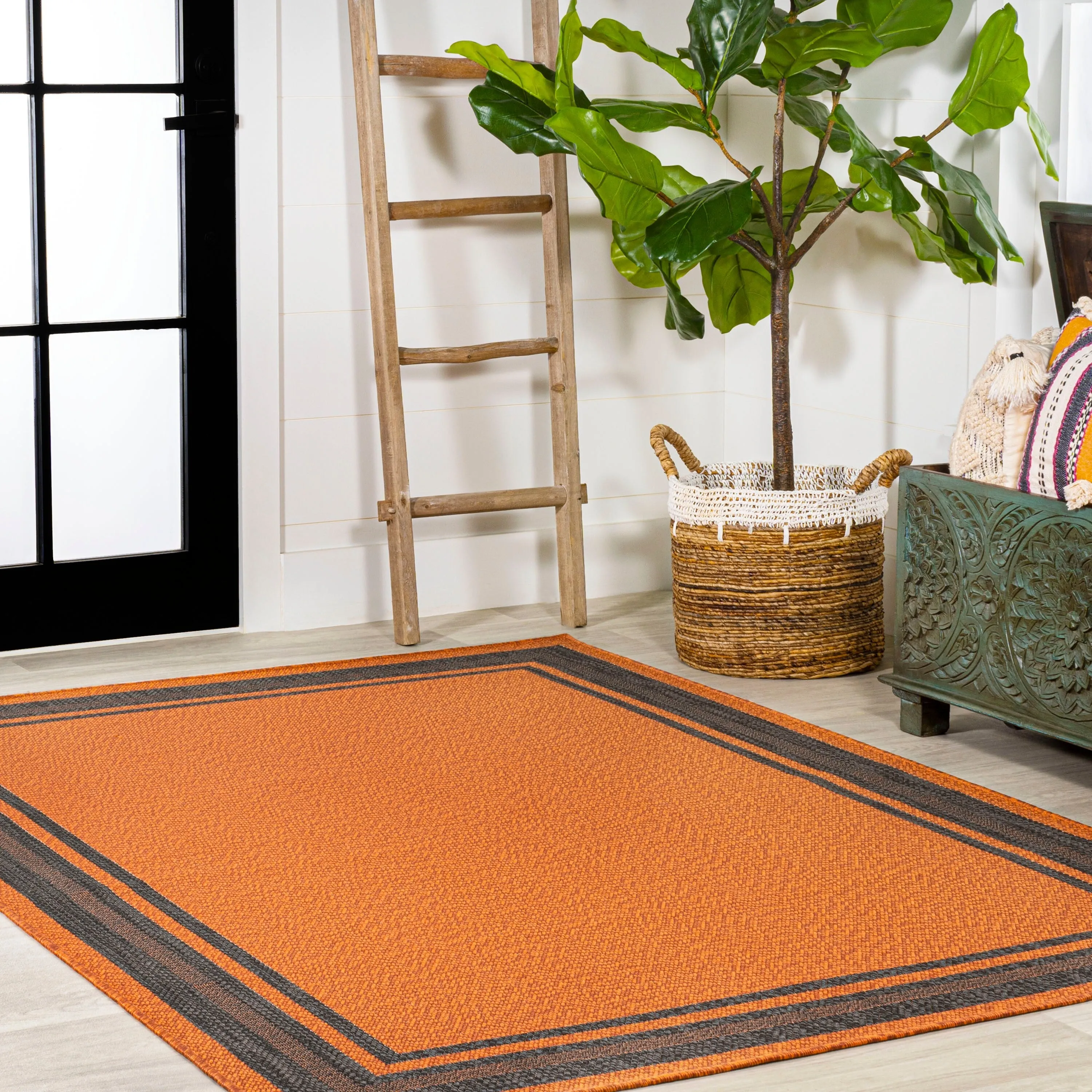 JONATHAN Y Haynes Modern Border Stripe Indoor/Outdoor Area Rug
