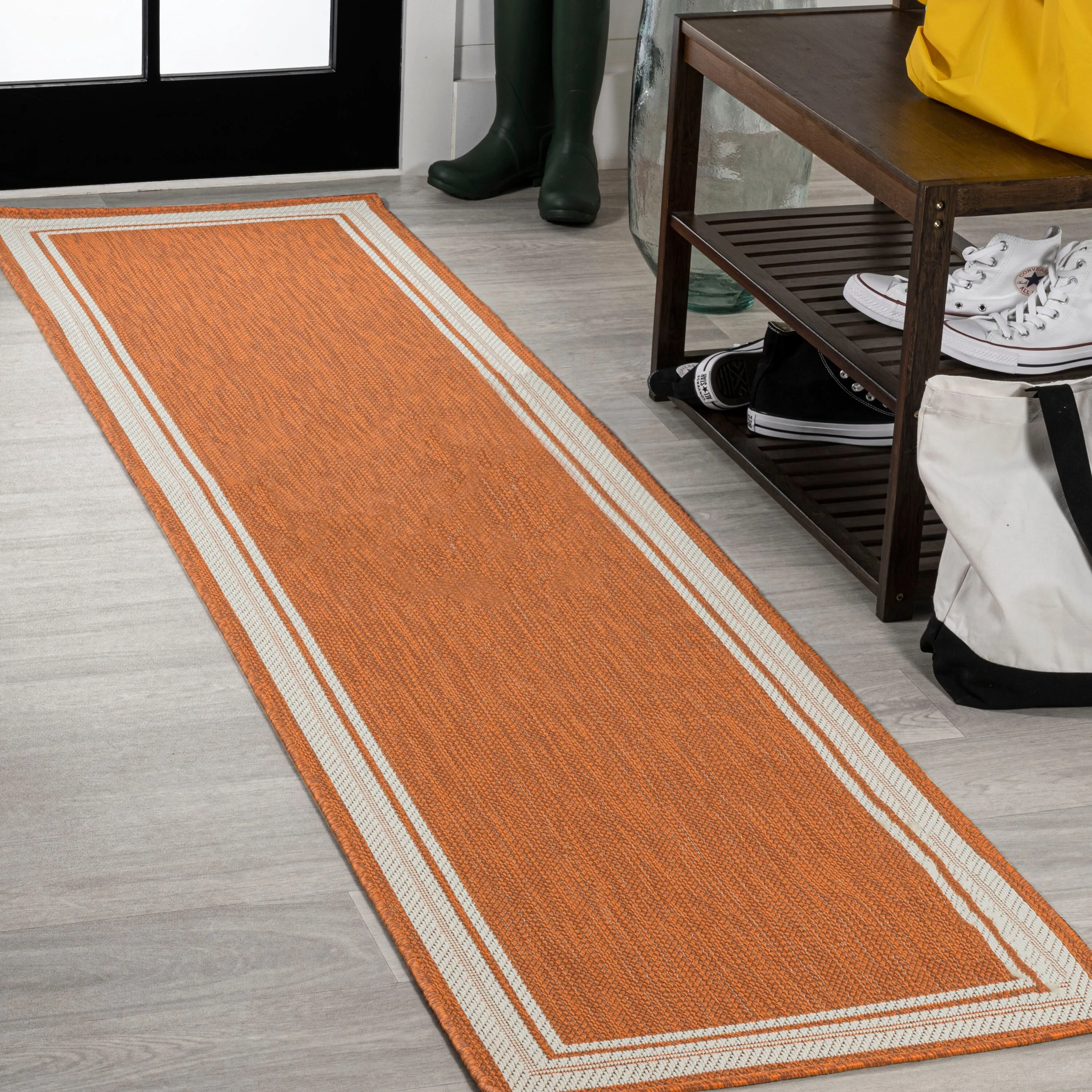 JONATHAN Y Haynes Modern Border Stripe Indoor/Outdoor Area Rug