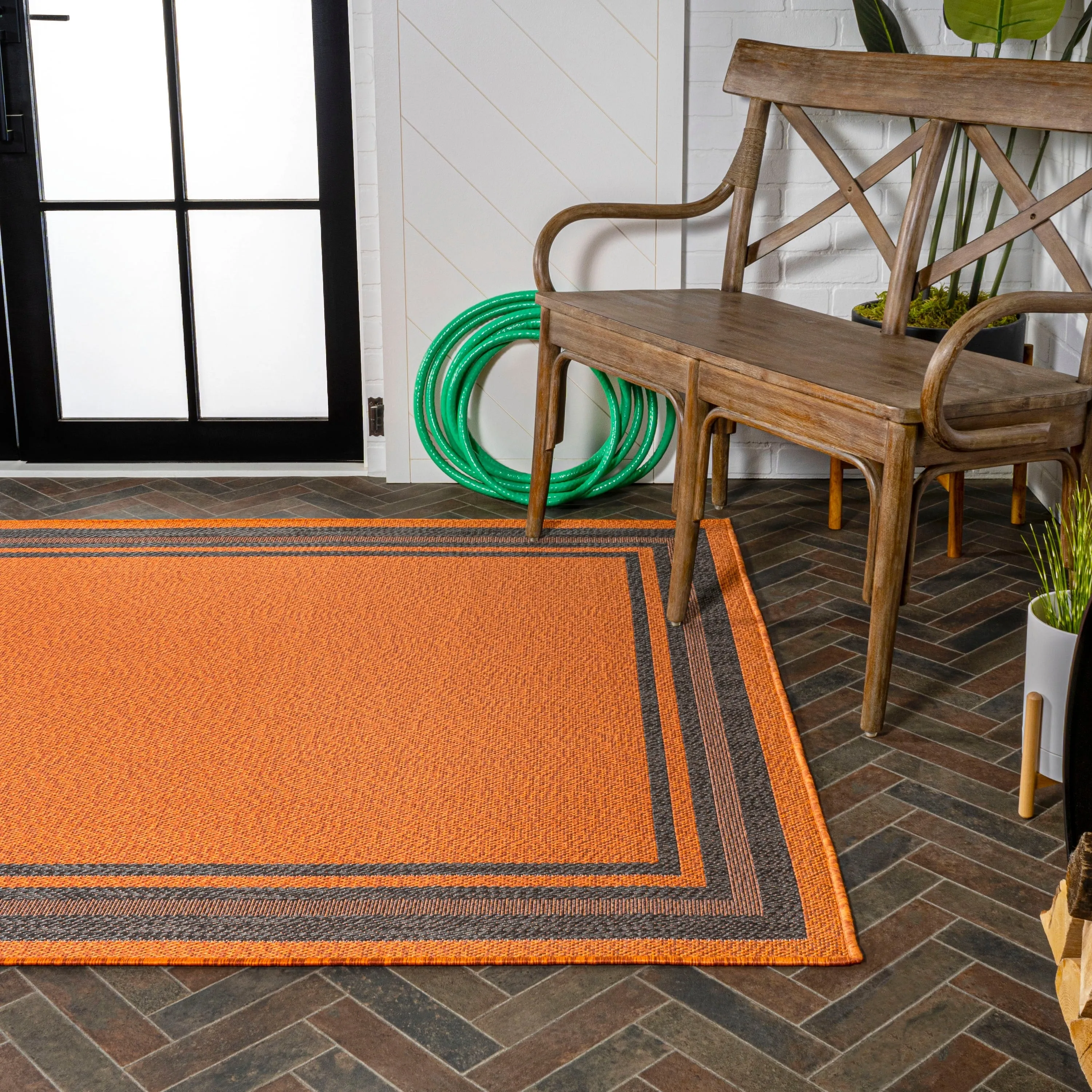 JONATHAN Y Haynes Modern Border Stripe Indoor/Outdoor Area Rug