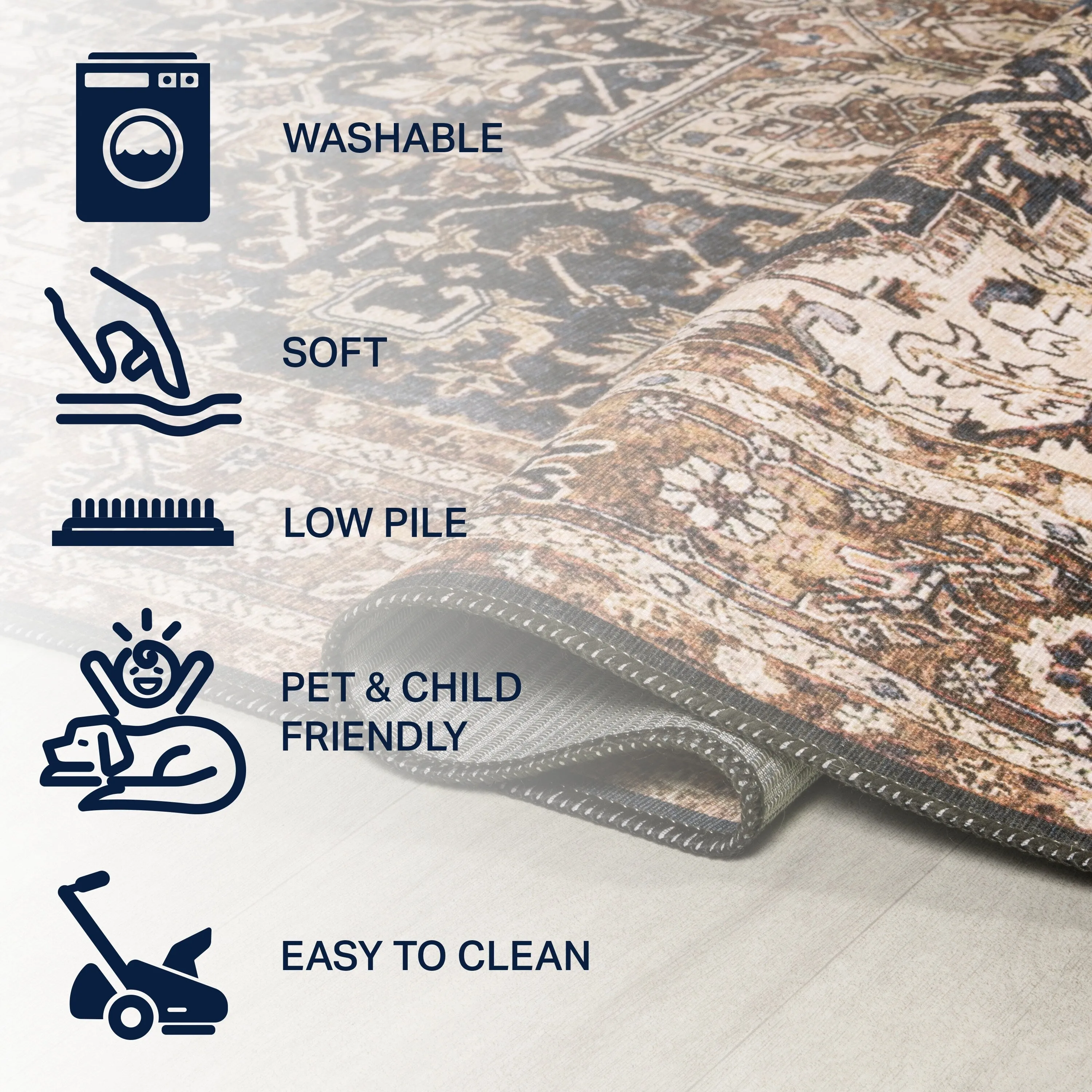 JONATHAN Y Kingdarr Mid-Century Medallion Chenille Machine-Washable Area Rug