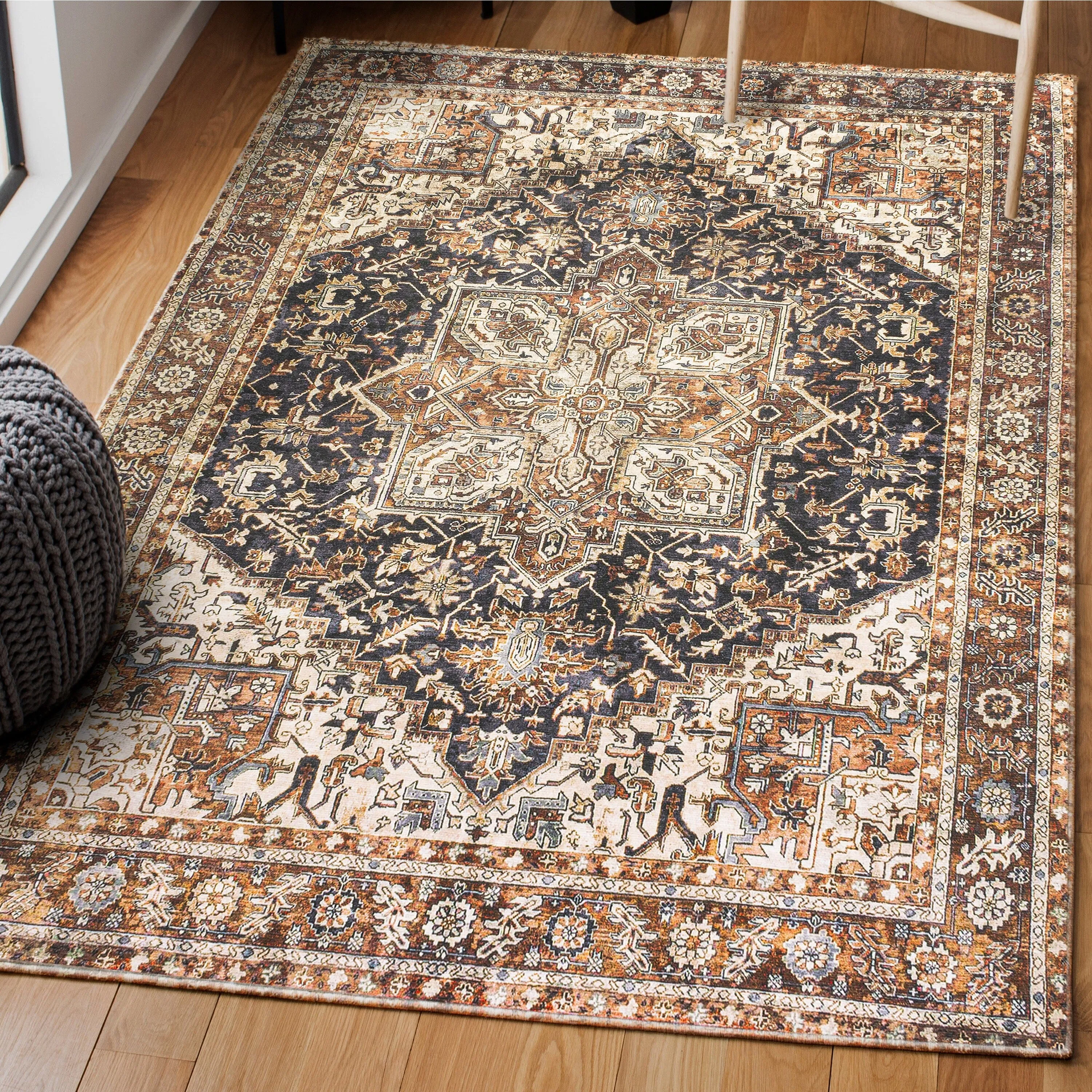 JONATHAN Y Kingdarr Mid-Century Medallion Chenille Machine-Washable Area Rug