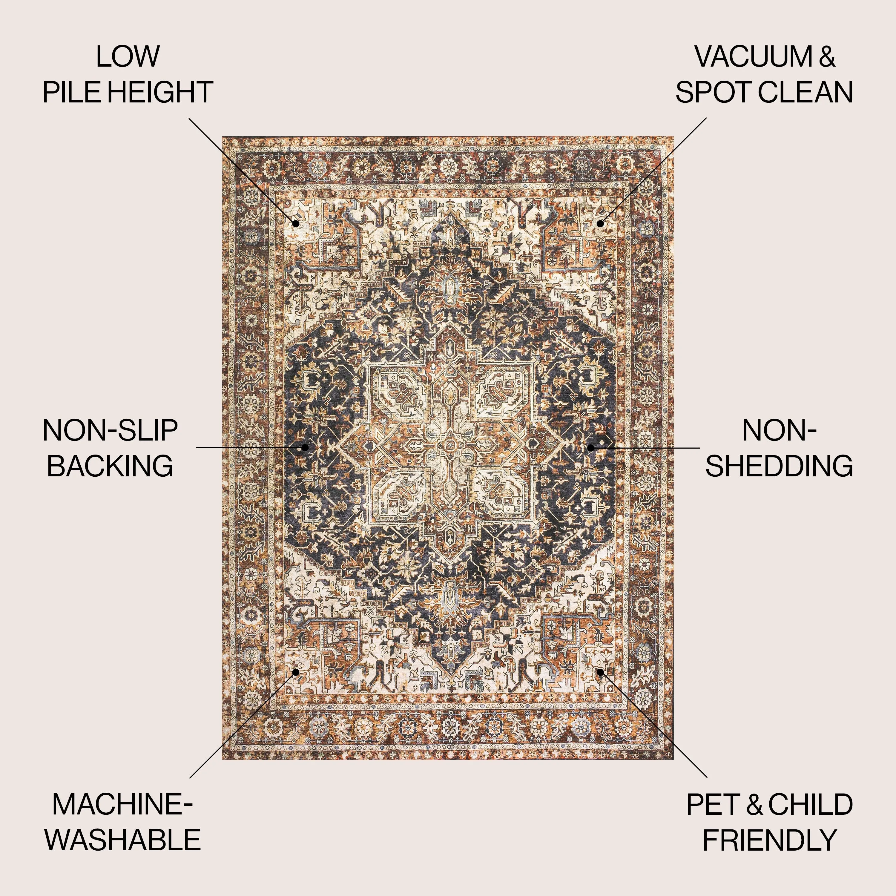 JONATHAN Y Kingdarr Mid-Century Medallion Chenille Machine-Washable Area Rug