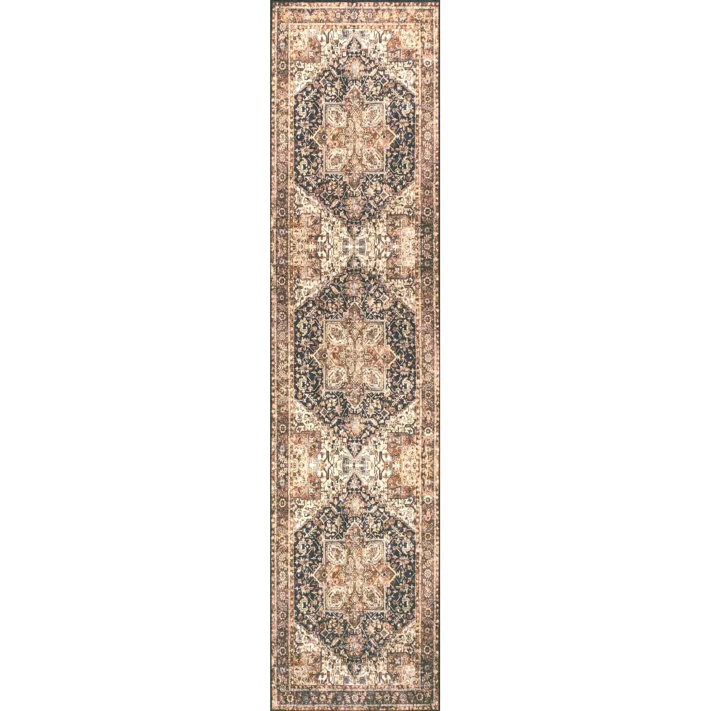 JONATHAN Y Kingdarr Mid-Century Medallion Chenille Machine-Washable Area Rug