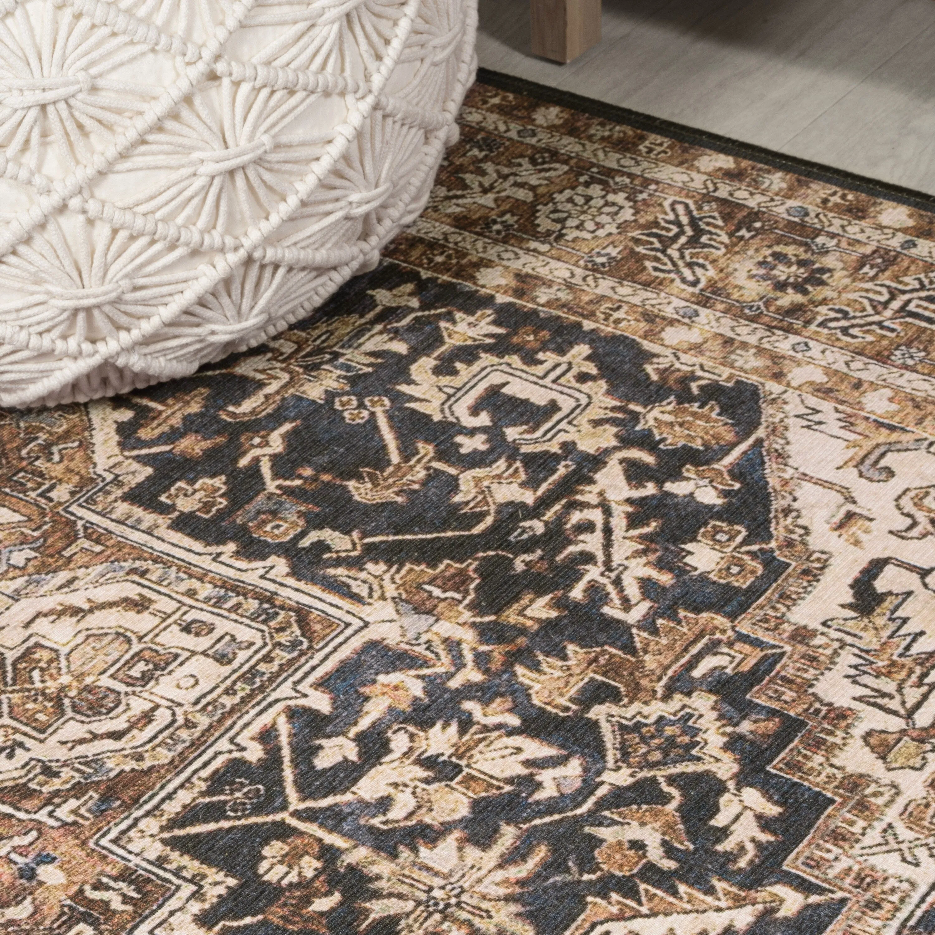 JONATHAN Y Kingdarr Mid-Century Medallion Chenille Machine-Washable Area Rug