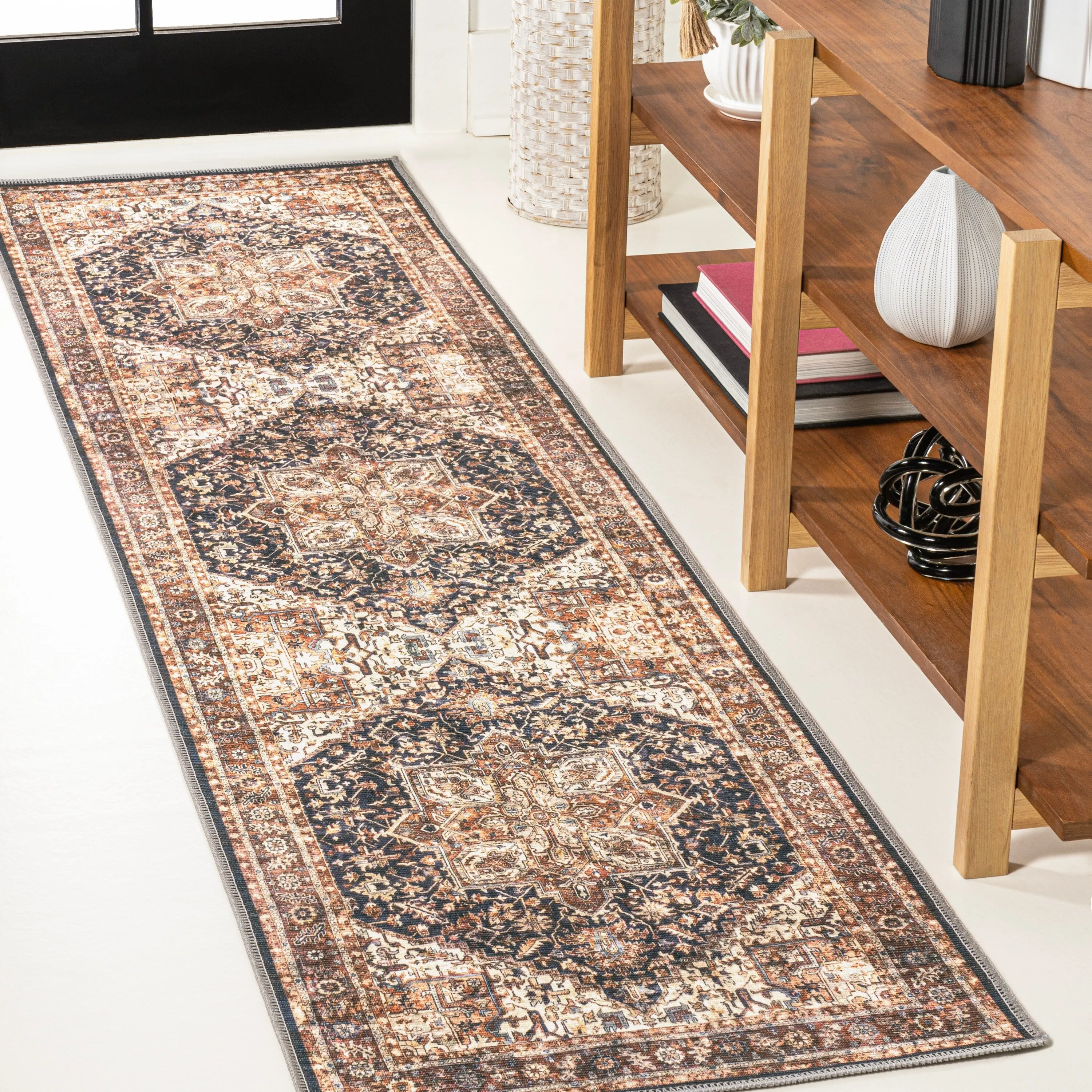 JONATHAN Y Kingdarr Mid-Century Medallion Chenille Machine-Washable Area Rug