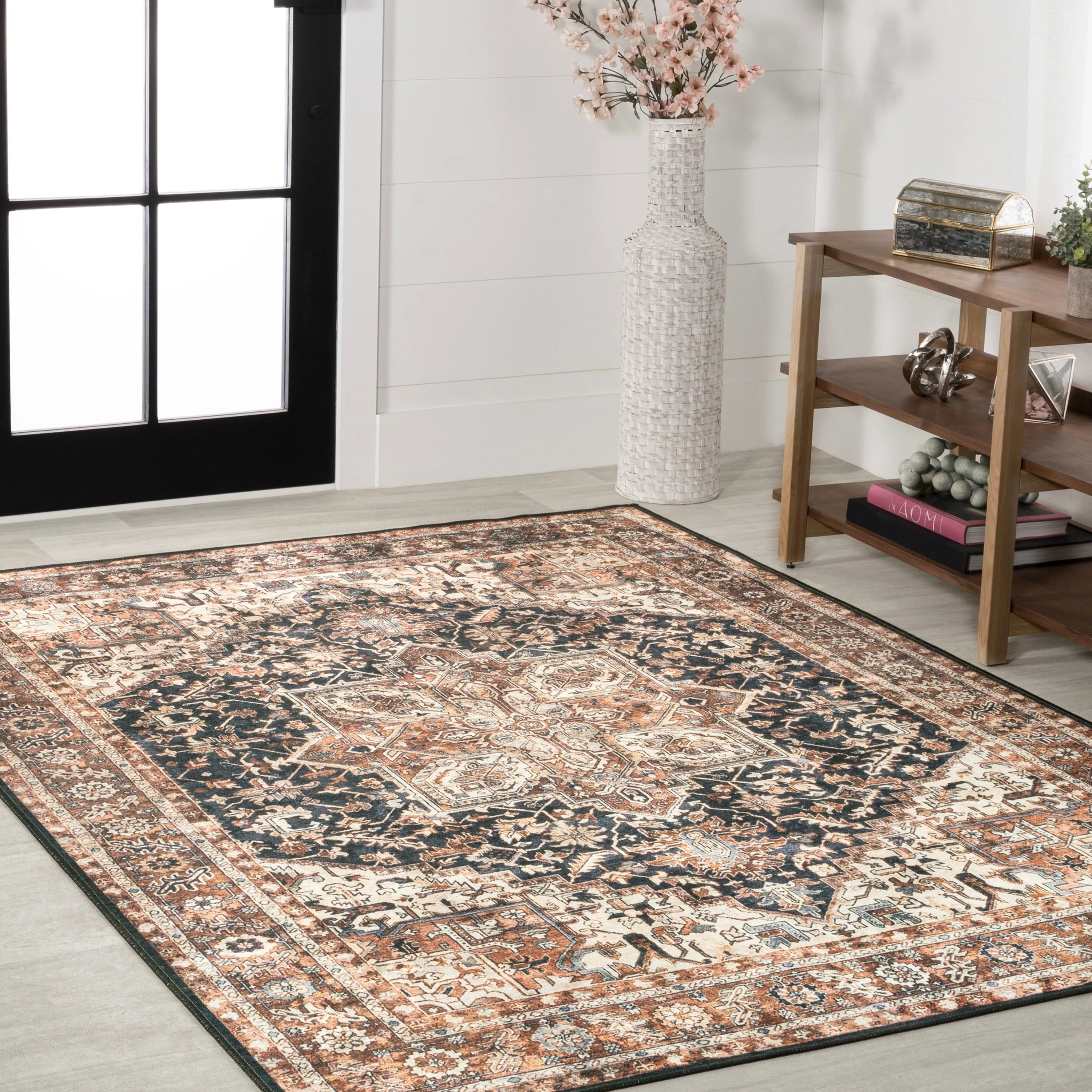 JONATHAN Y Kingdarr Mid-Century Medallion Chenille Machine-Washable Area Rug