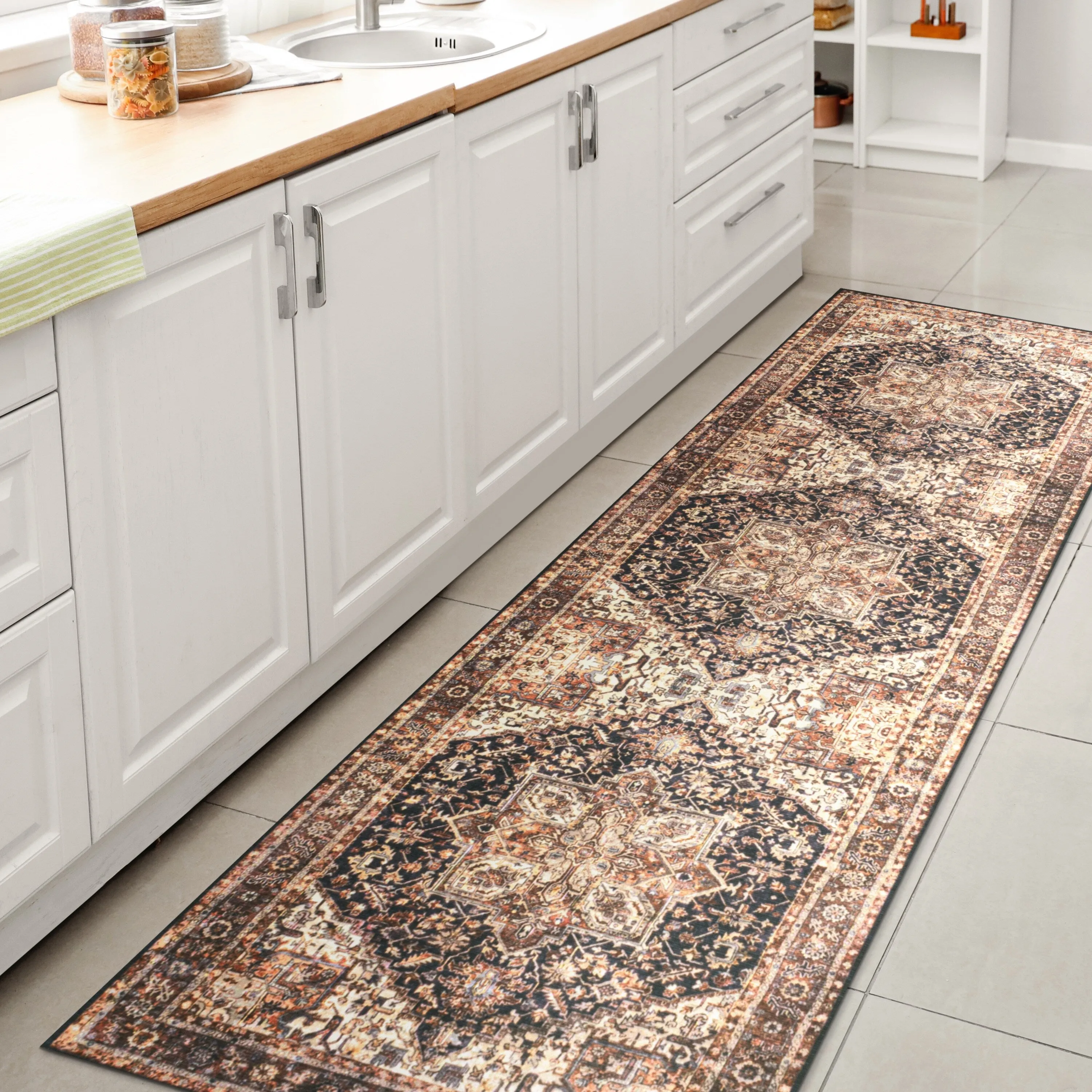 JONATHAN Y Kingdarr Mid-Century Medallion Chenille Machine-Washable Area Rug