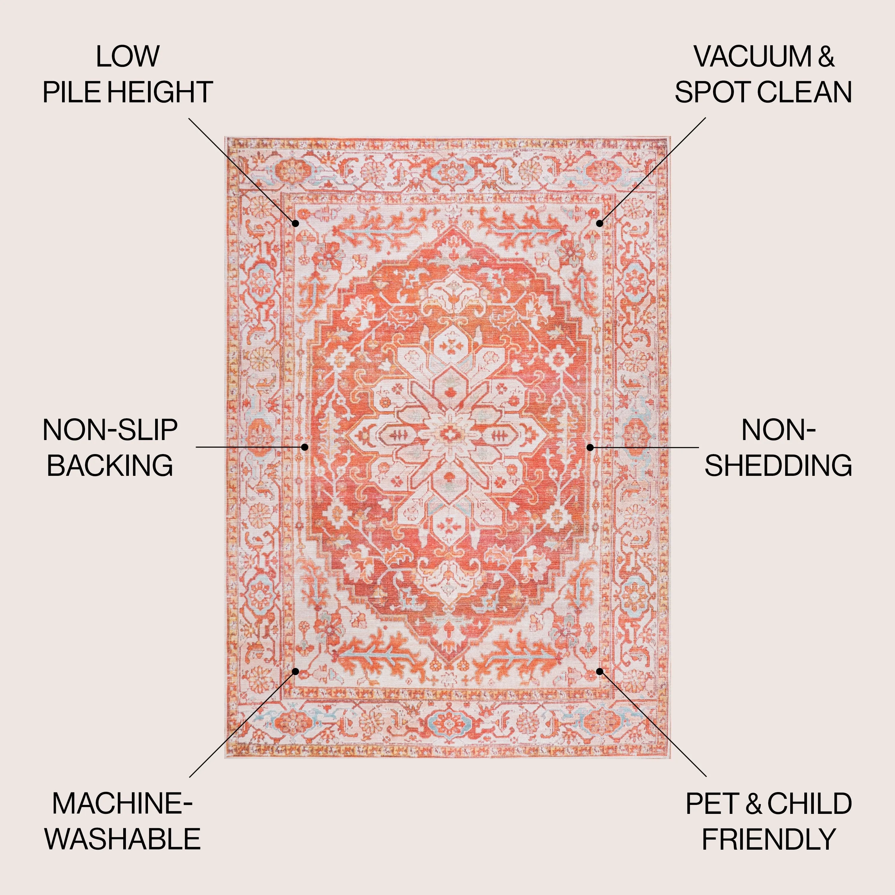 JONATHAN Y Maris Ornate Medallion Machine Washable Area Rug
