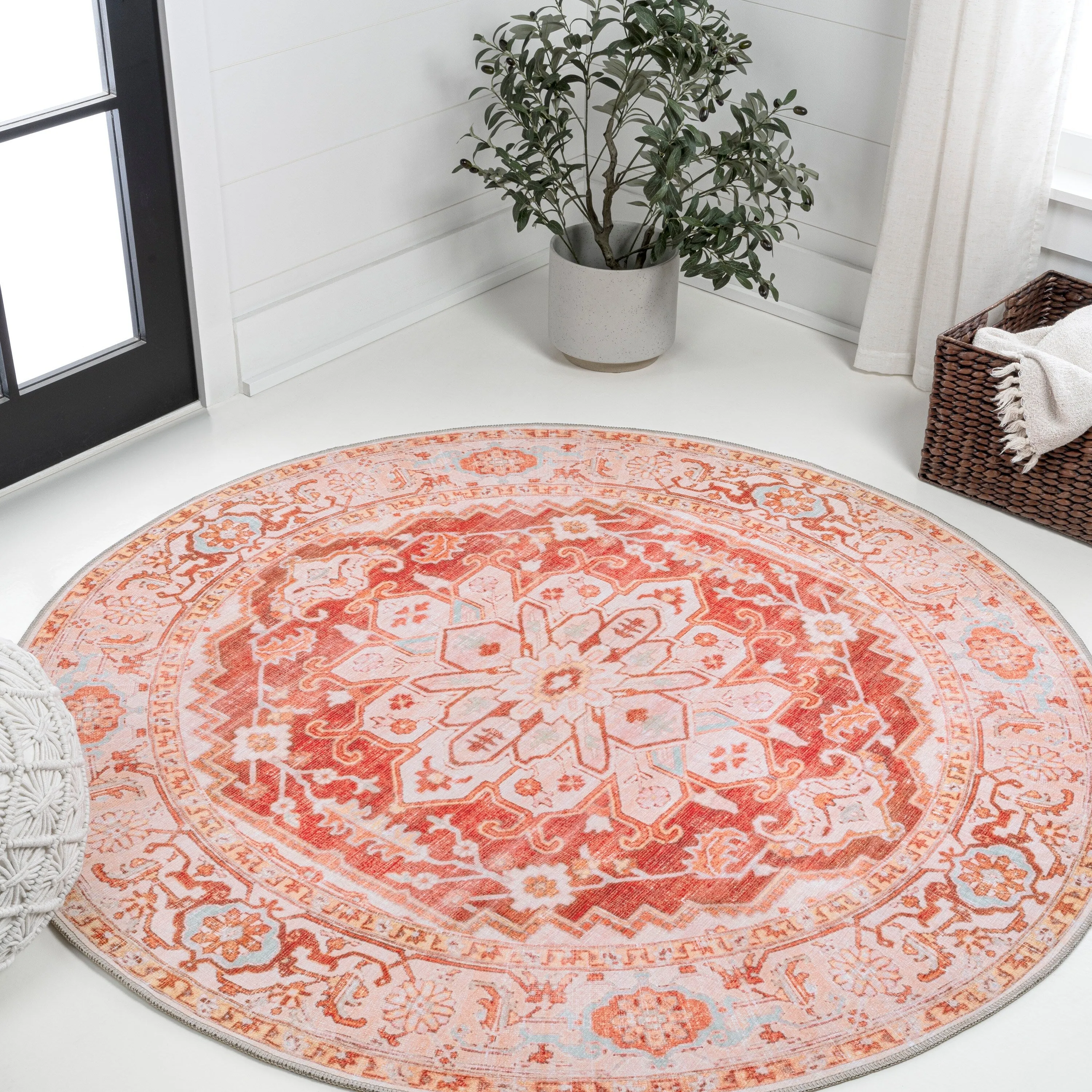 JONATHAN Y Maris Ornate Medallion Machine Washable Area Rug