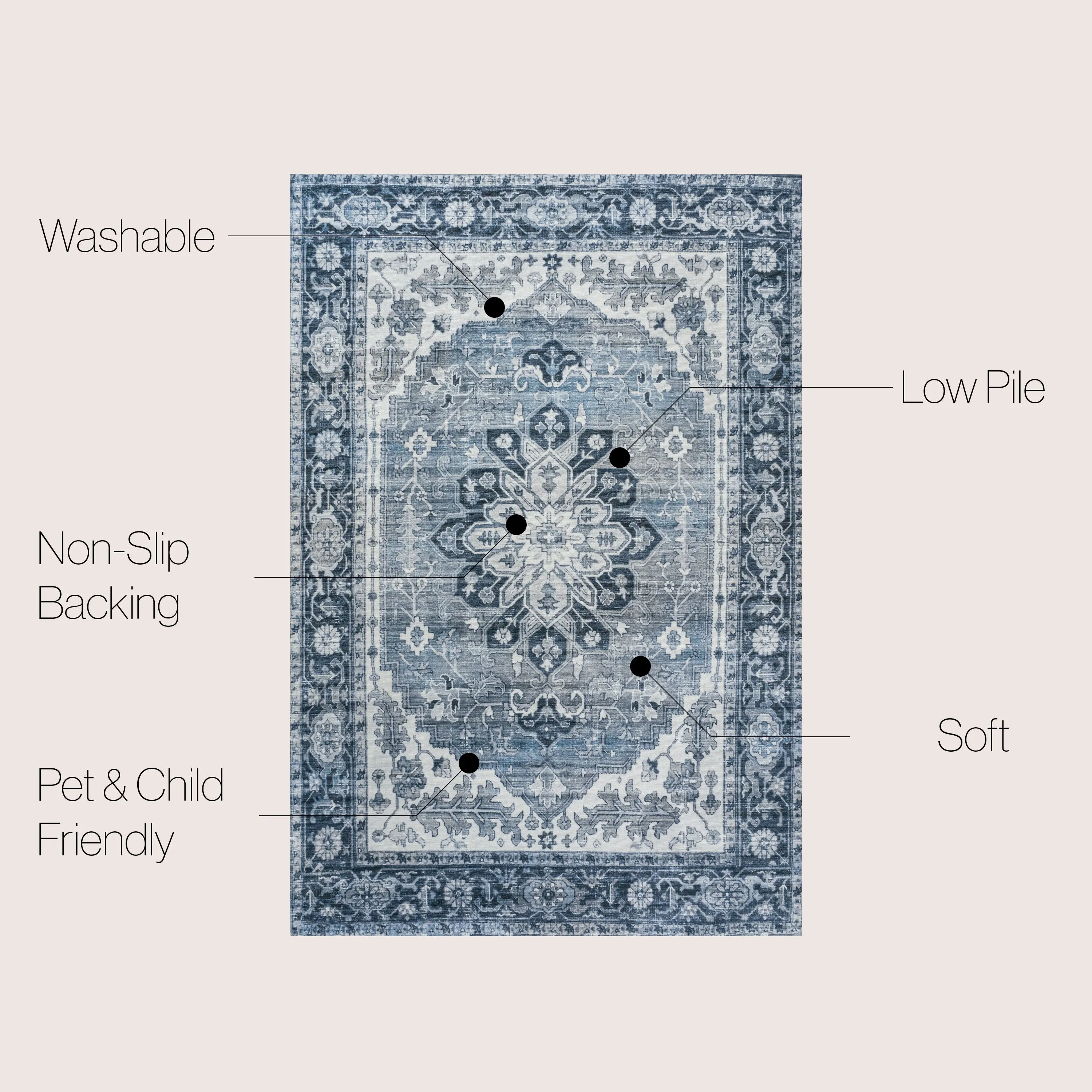 JONATHAN Y Maris Ornate Medallion Machine Washable Area Rug