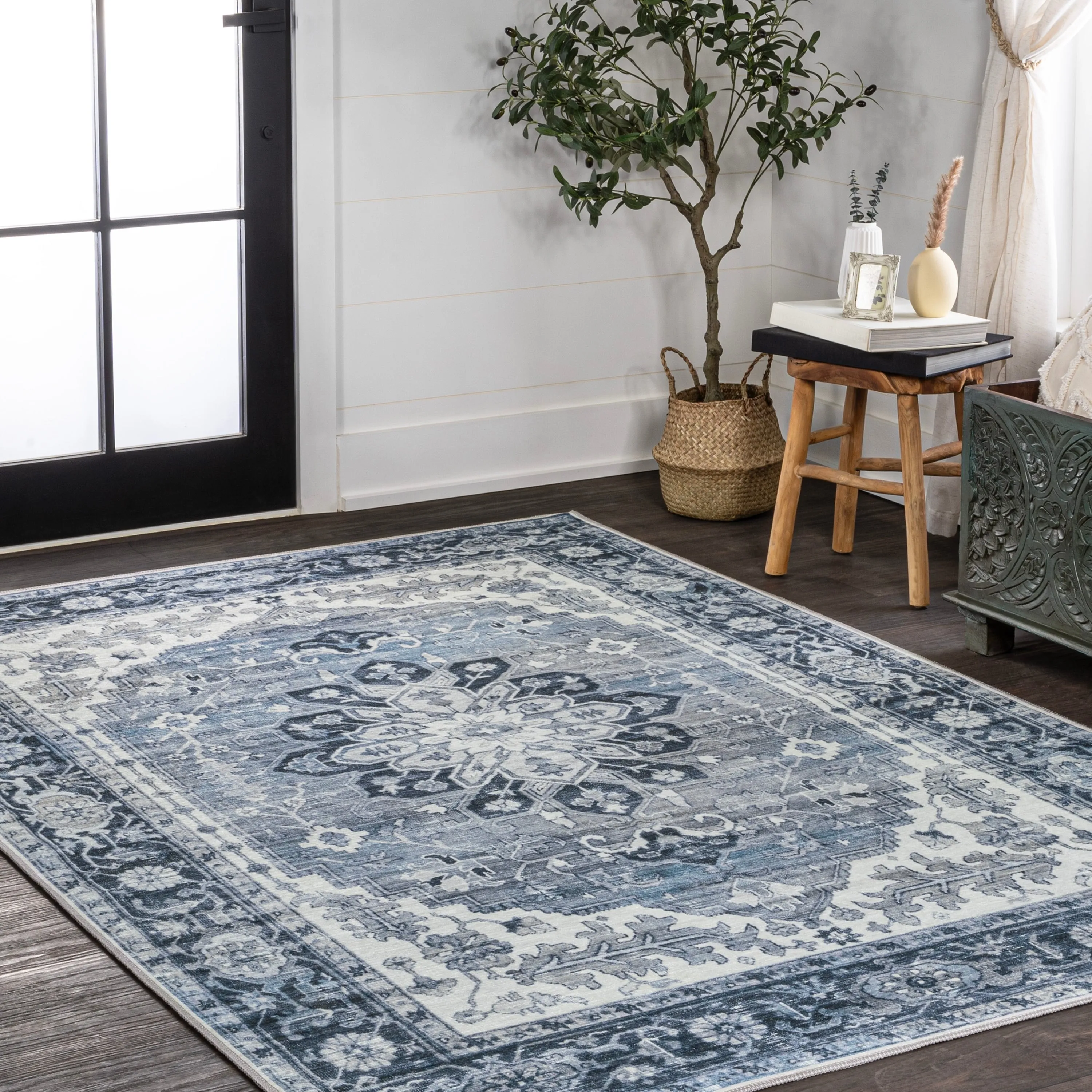 JONATHAN Y Maris Ornate Medallion Machine Washable Area Rug