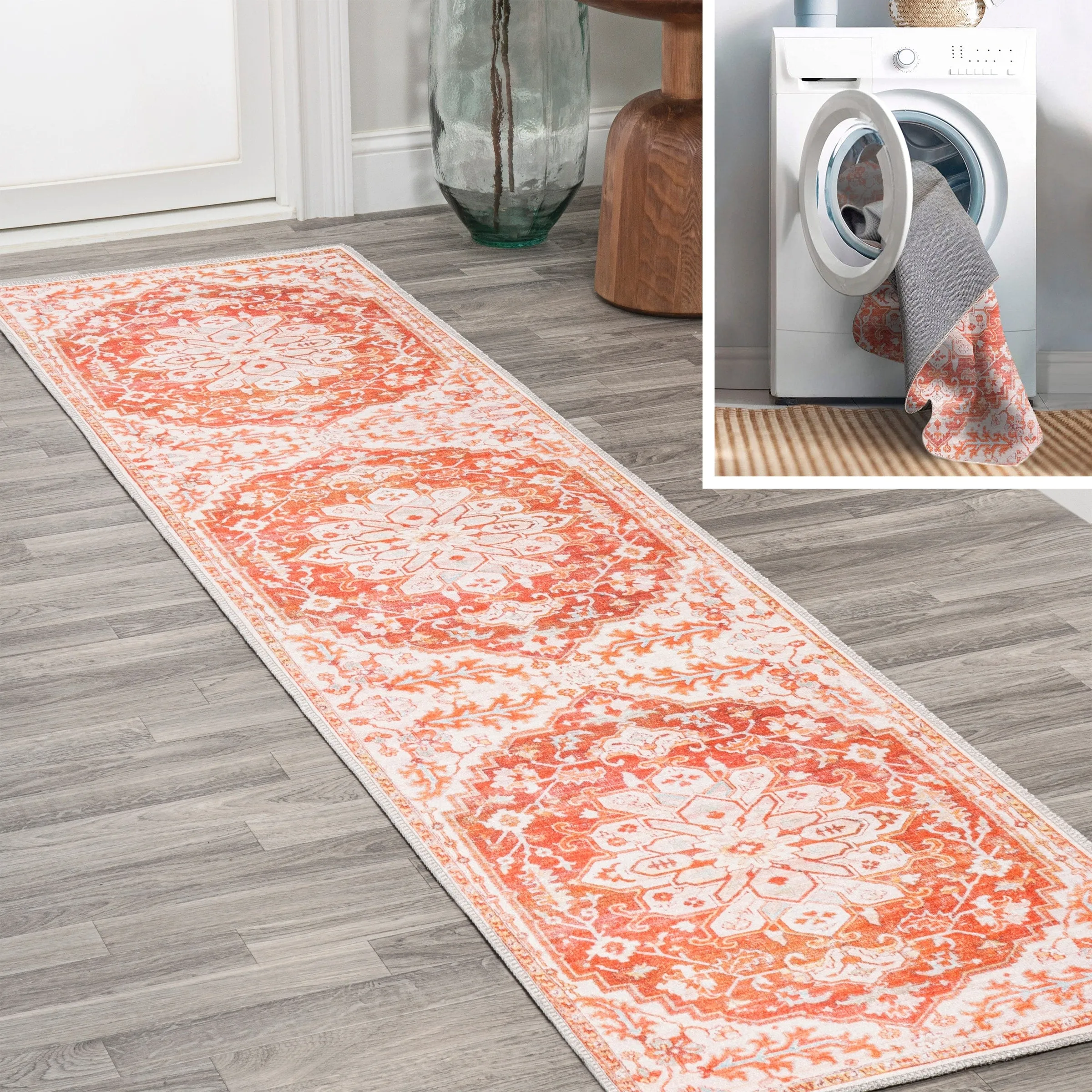 JONATHAN Y Maris Ornate Medallion Machine Washable Area Rug