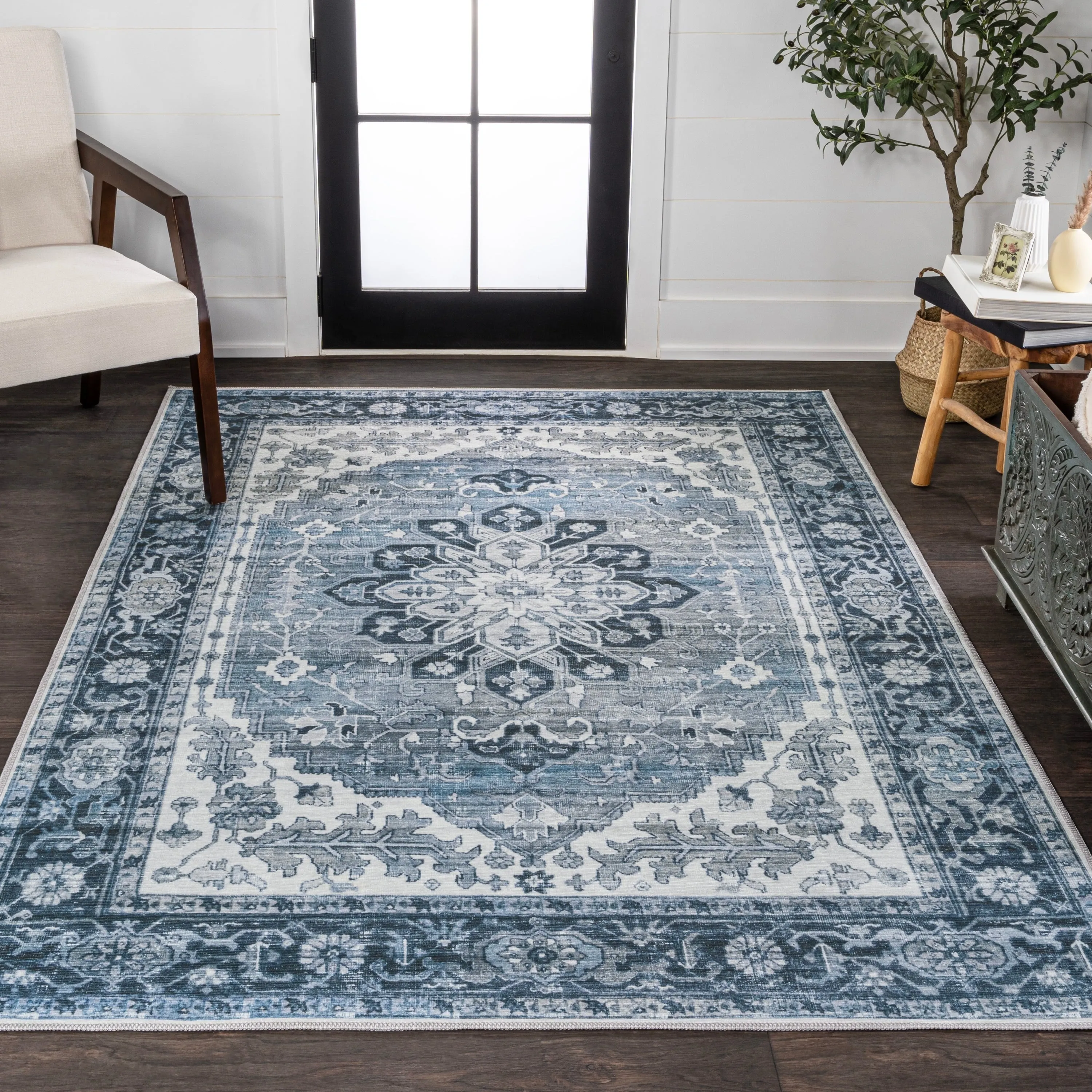JONATHAN Y Maris Ornate Medallion Machine Washable Area Rug