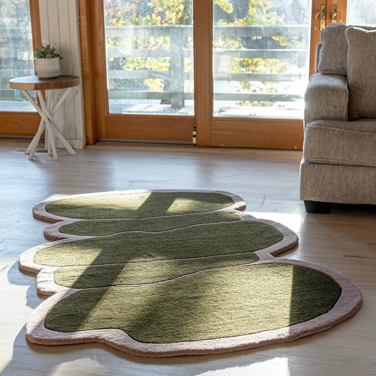 JONATHAN Y Mosaic Modern Border Geometric Handwoven Wool Green/Pink Area Rug