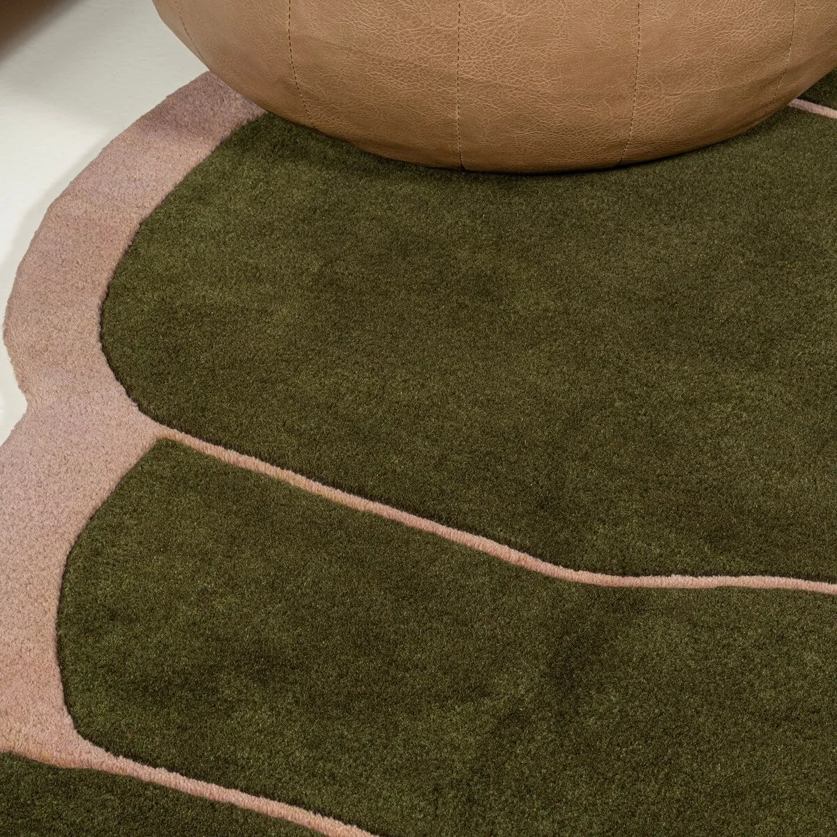 JONATHAN Y Mosaic Modern Border Geometric Handwoven Wool Green/Pink Area Rug