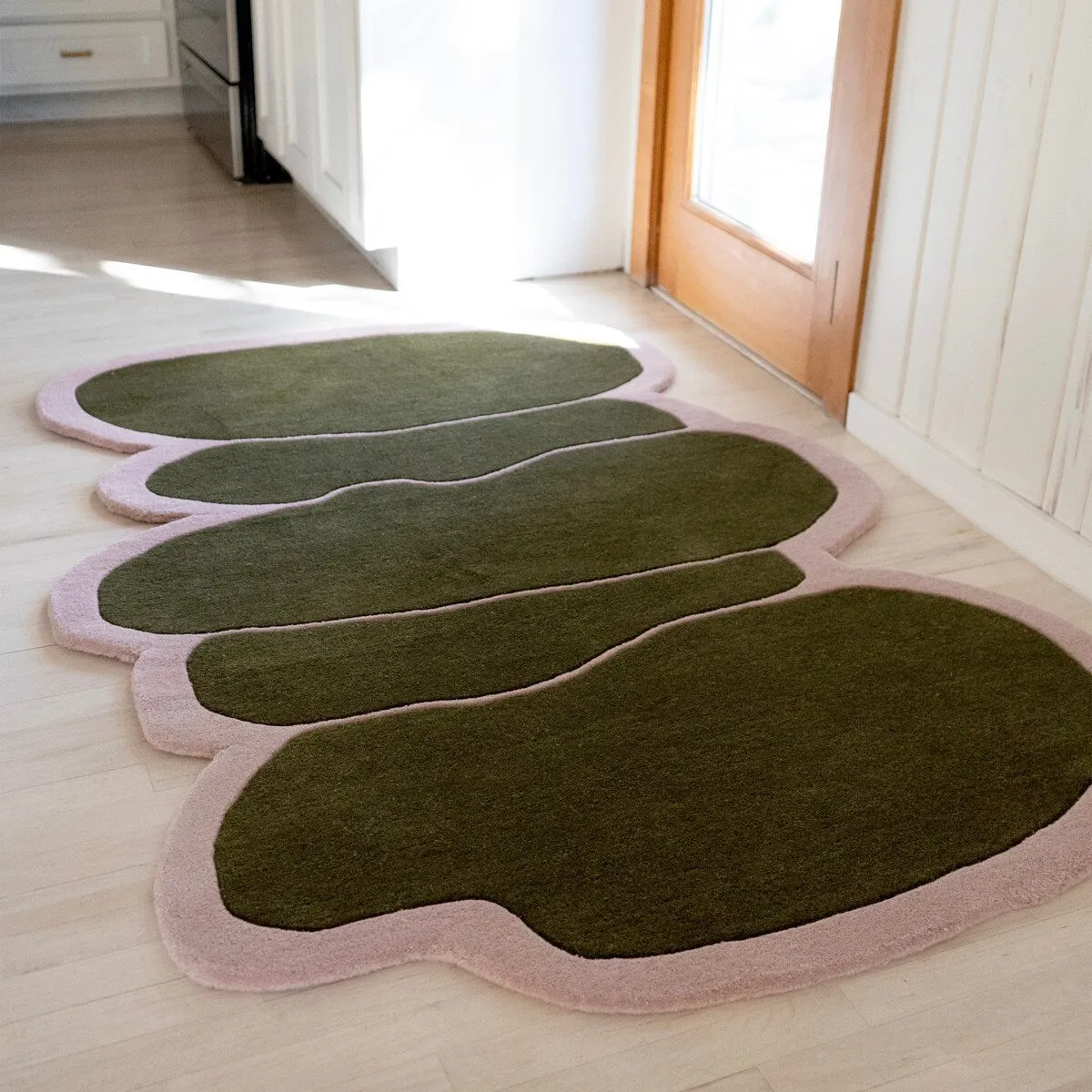 JONATHAN Y Mosaic Modern Border Geometric Handwoven Wool Green/Pink Area Rug
