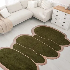 JONATHAN Y Mosaic Modern Border Geometric Handwoven Wool Green/Pink Area Rug