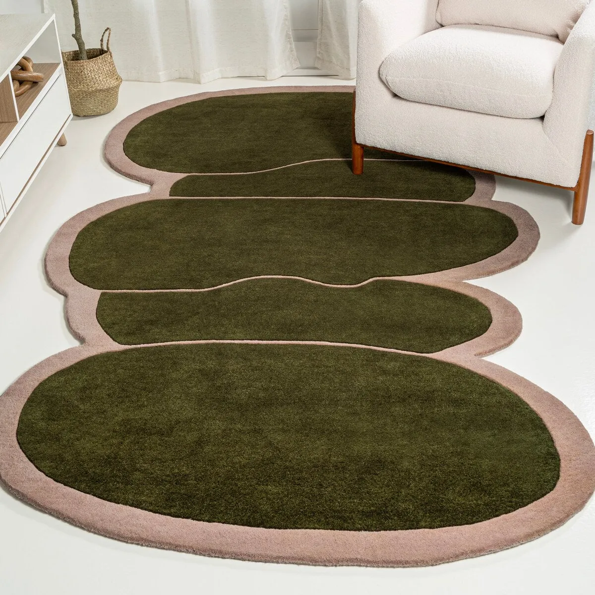 JONATHAN Y Mosaic Modern Border Geometric Handwoven Wool Green/Pink Area Rug