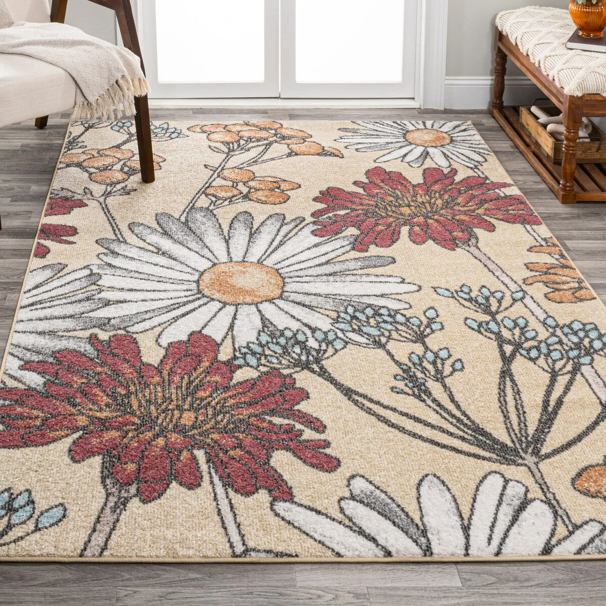JONATHAN Y Pastello Modern Botanical Wildflower Area Rug