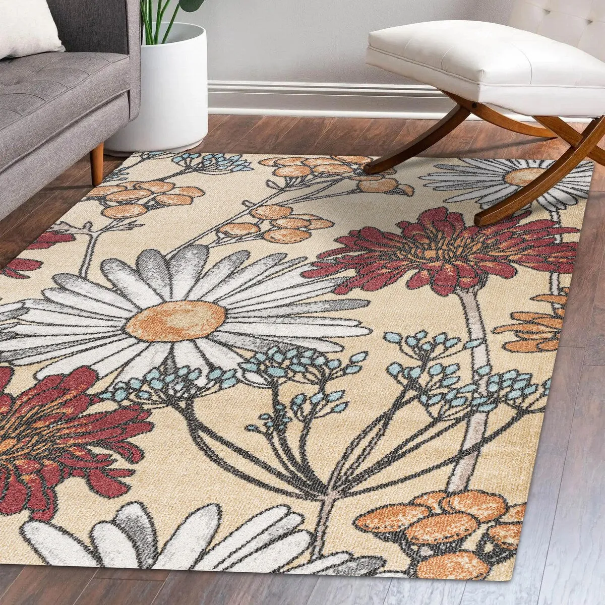 JONATHAN Y Pastello Modern Botanical Wildflower Area Rug