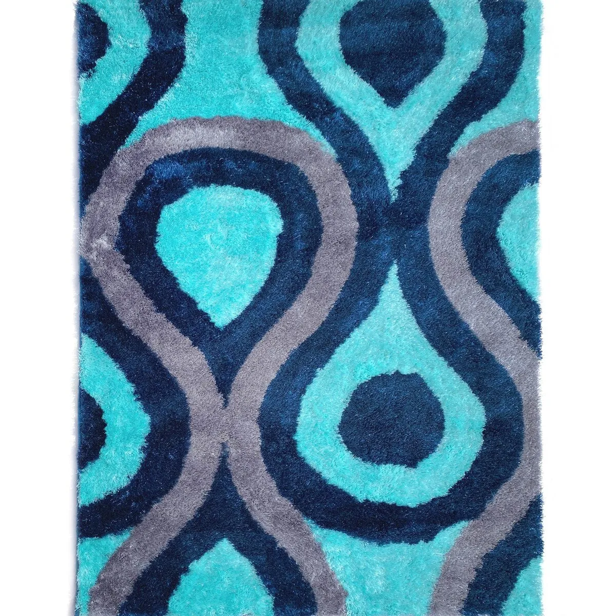 LA Rug Linens 3D Modern Geometric Circles Shag Area Rug
