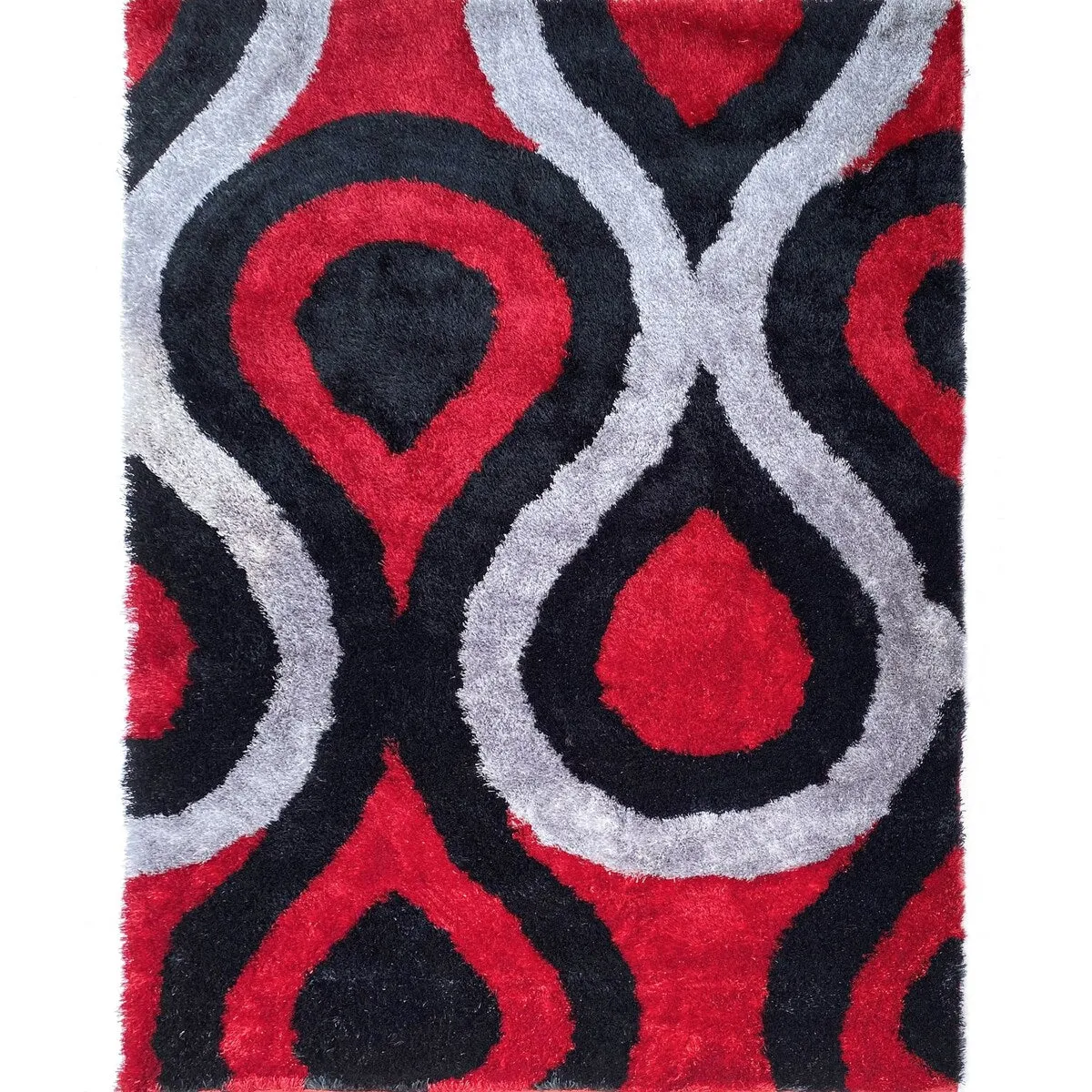 LA Rug Linens 3D Modern Geometric Circles Shag Area Rug