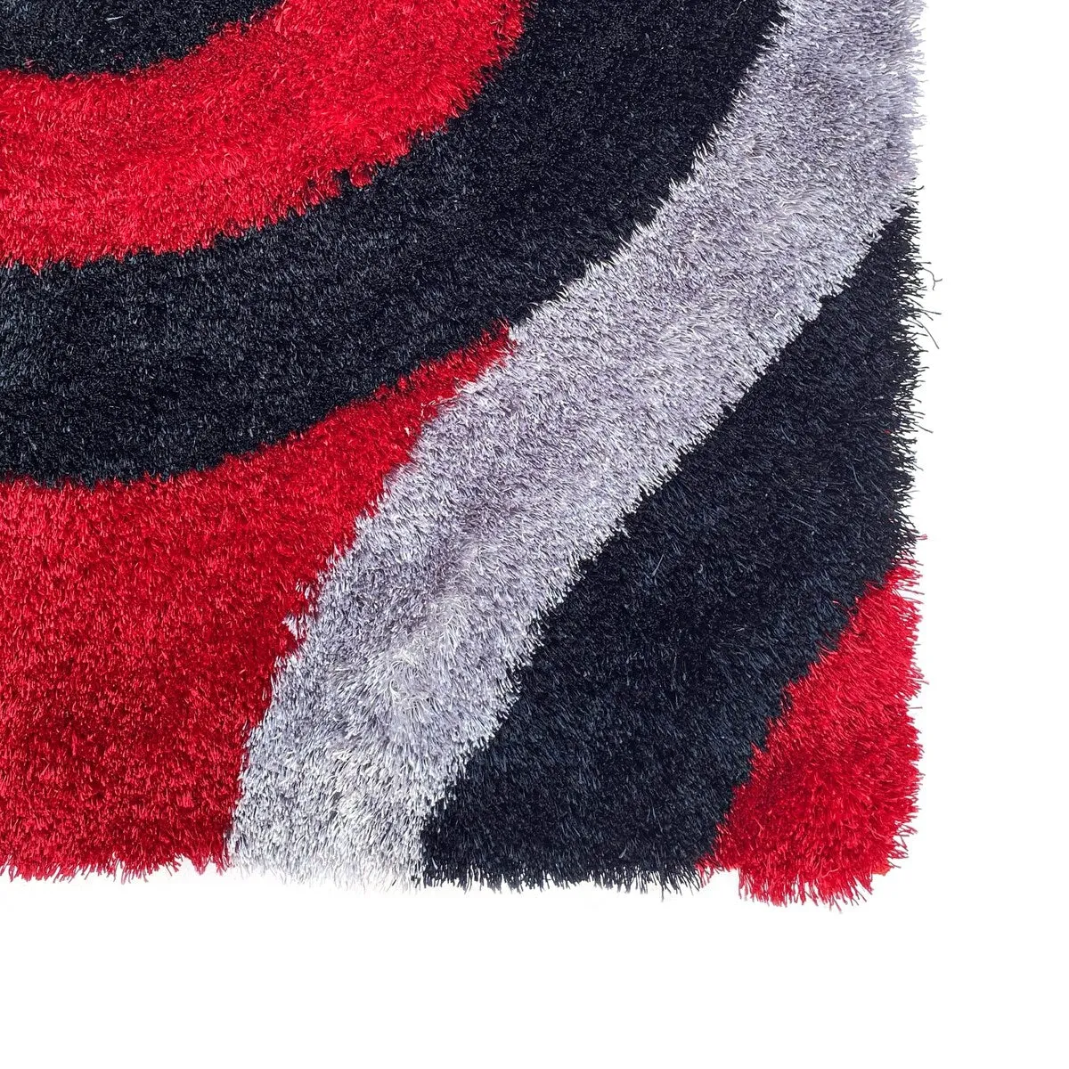 LA Rug Linens 3D Modern Geometric Circles Shag Area Rug