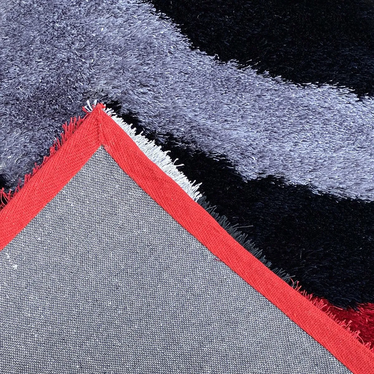 LA Rug Linens 3D Modern Geometric Circles Shag Area Rug