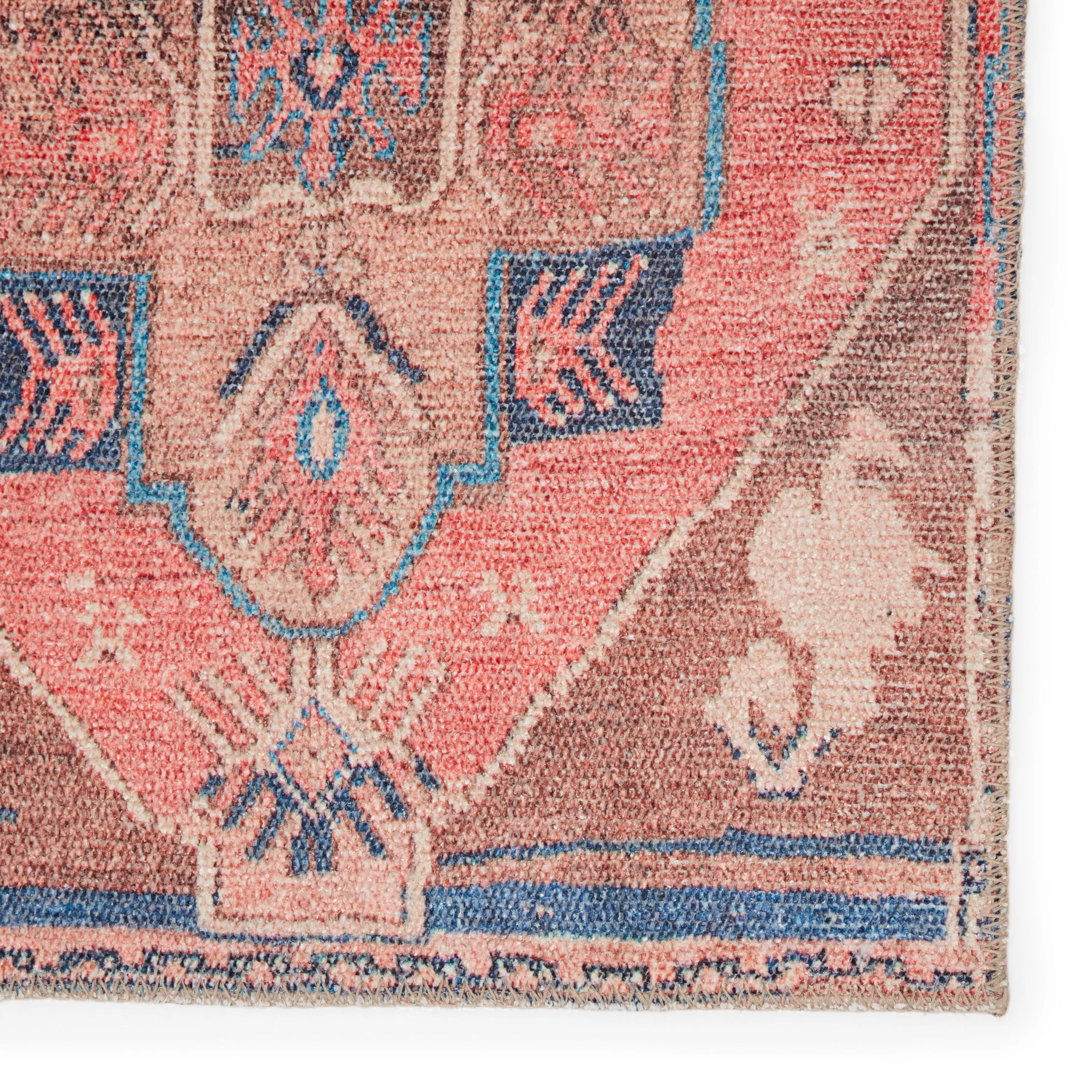 Lani Machine Washable Medallion Pink/Blue Area Rug