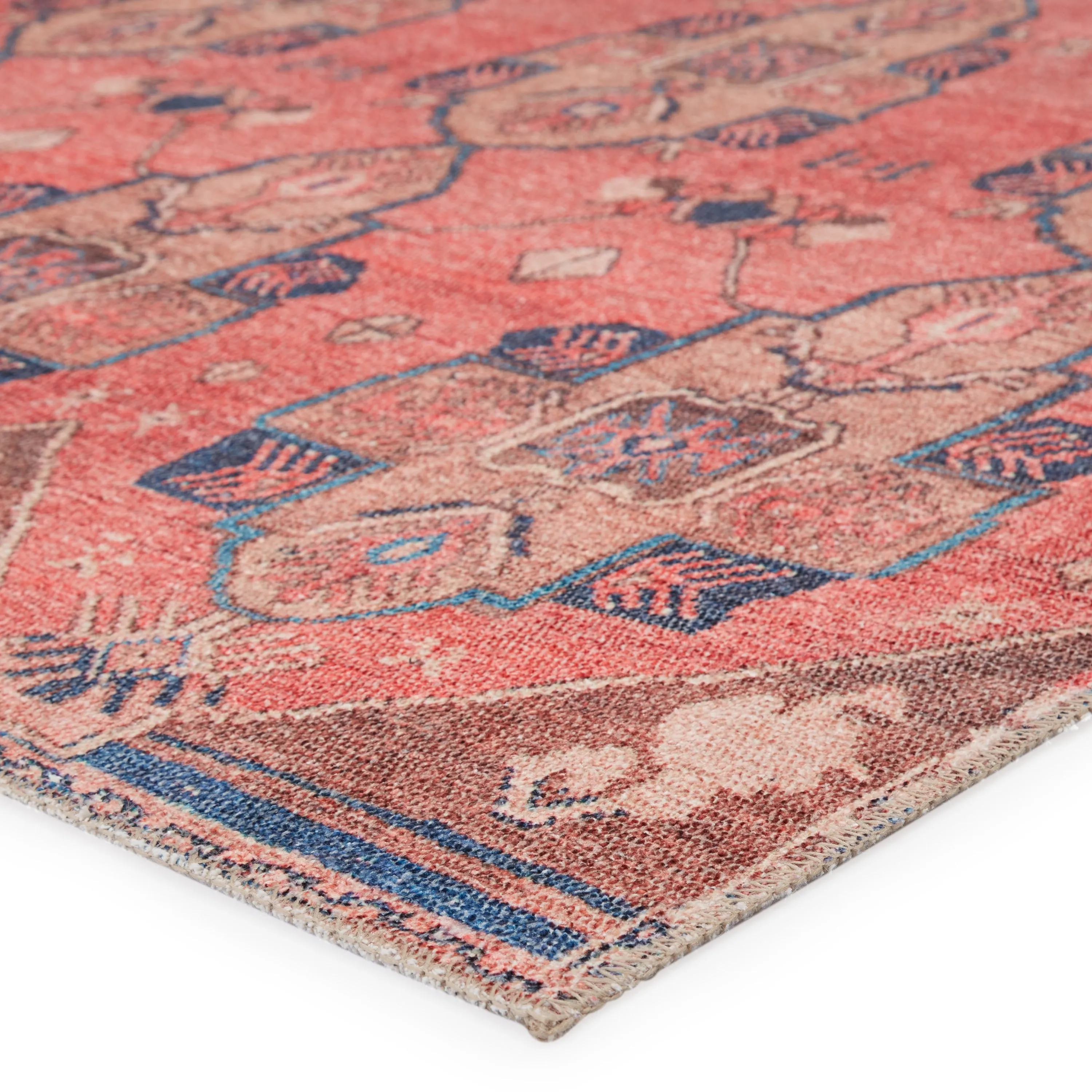 Lani Machine Washable Medallion Pink/Blue Area Rug