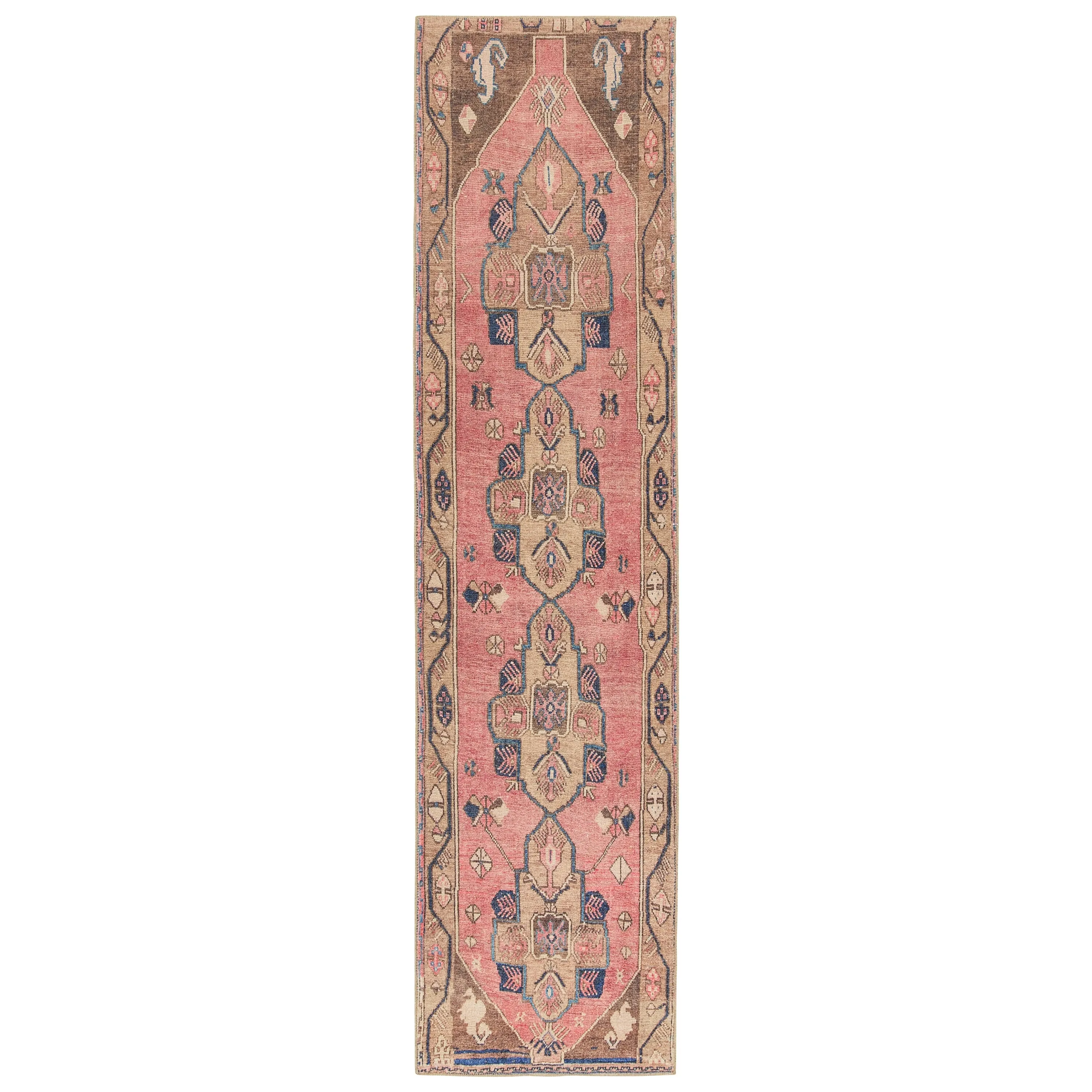 Lani Machine Washable Medallion Pink/Blue Area Rug