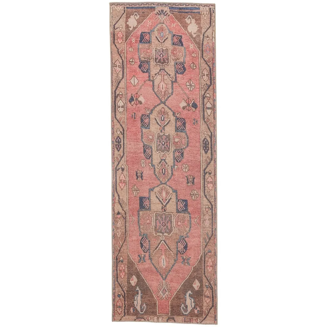 Lani Machine Washable Medallion Pink/Blue Area Rug