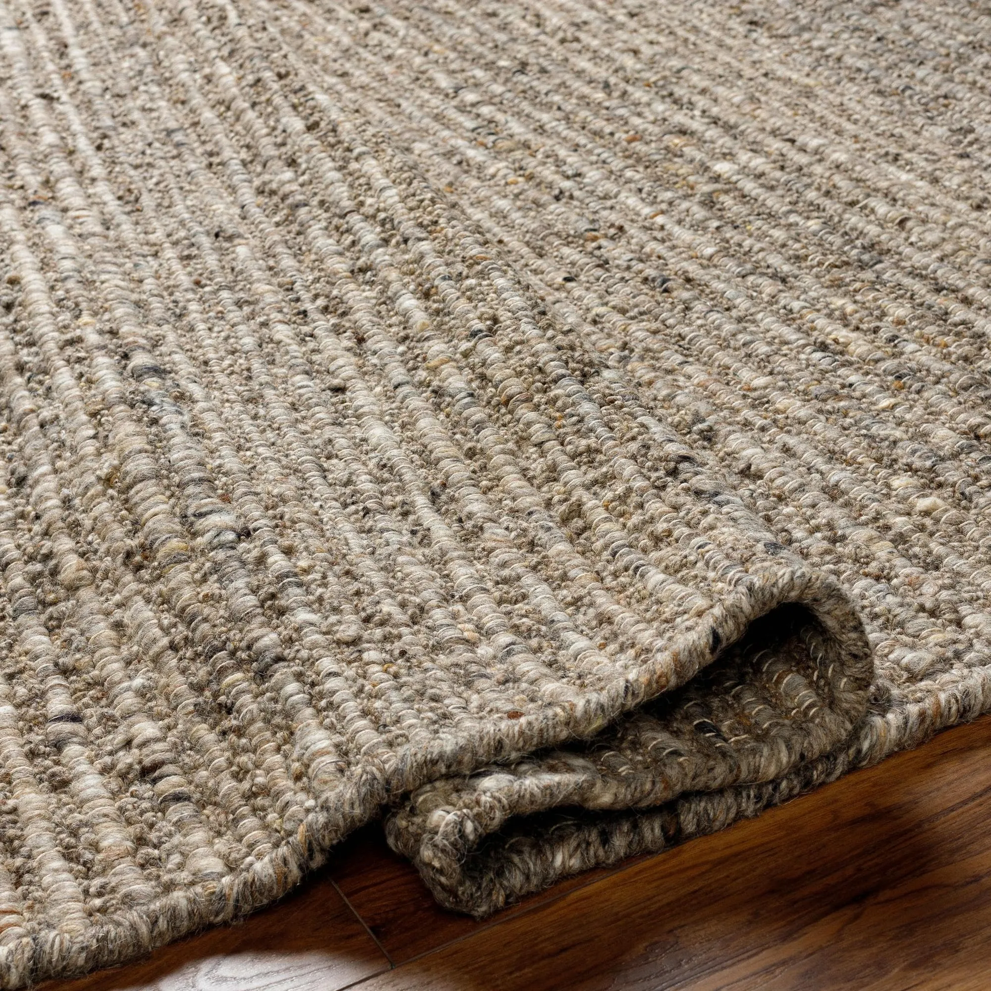Laurence Handmade Solid Neutral Wool Area Rug