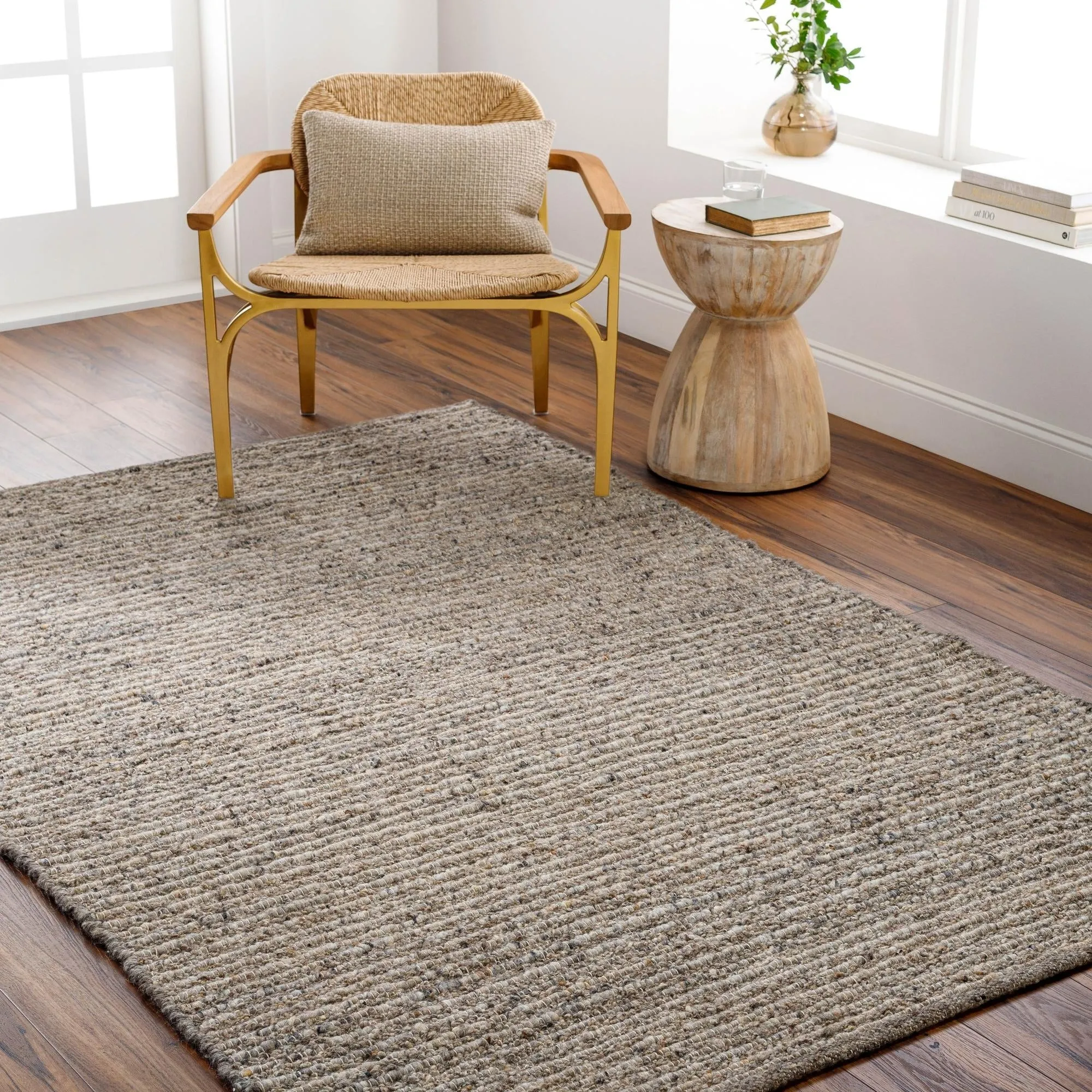 Laurence Handmade Solid Neutral Wool Area Rug