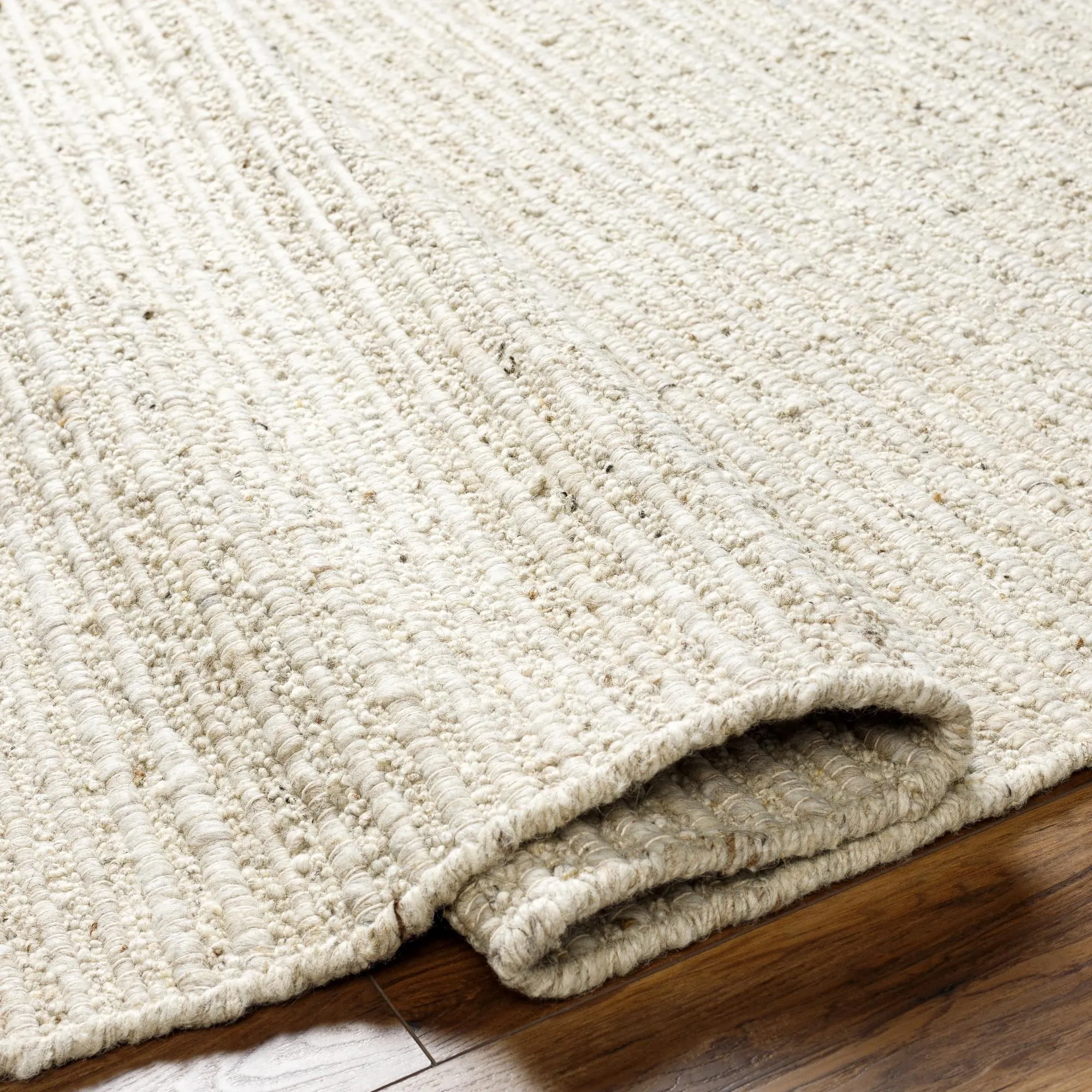 Laurence Handmade Solid Neutral Wool Area Rug