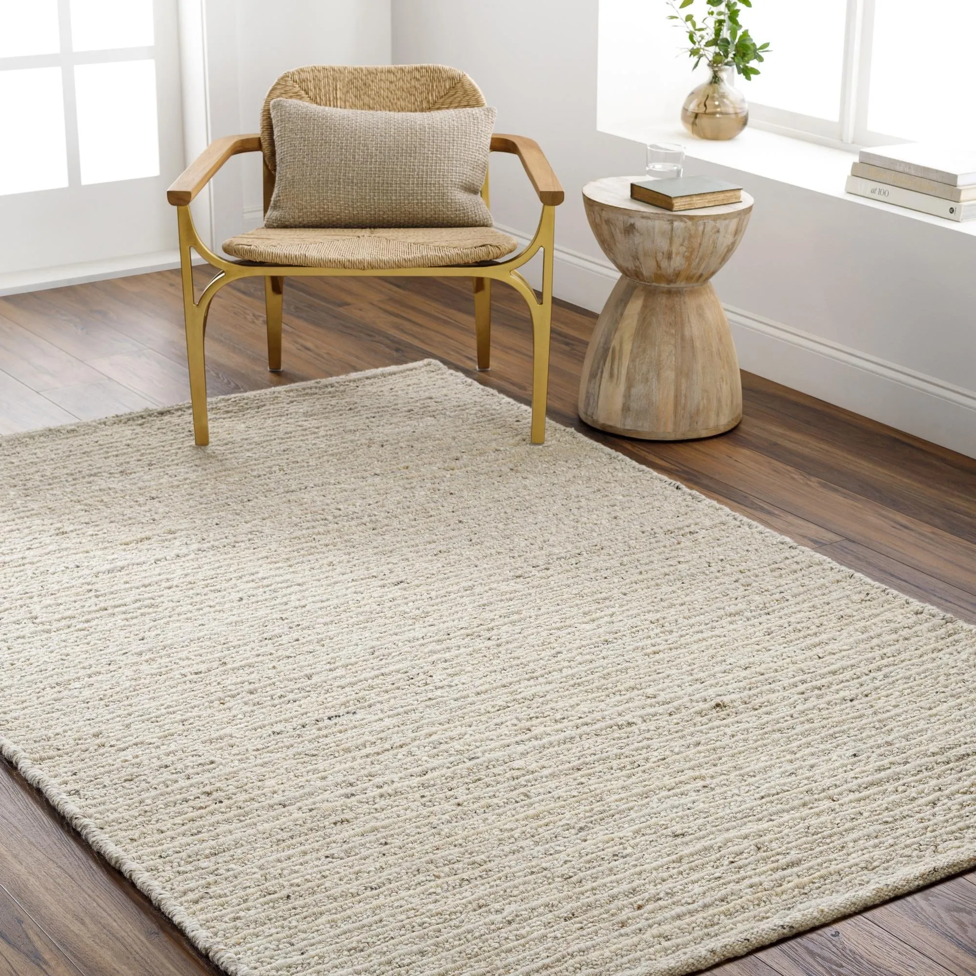 Laurence Handmade Solid Neutral Wool Area Rug