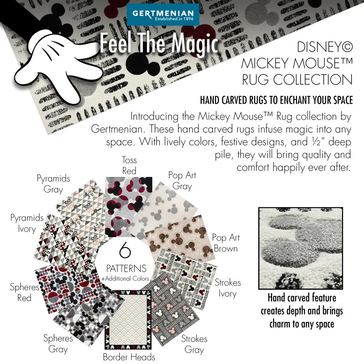 Licensed Disney Mickey Mouse Bravo Toss Modern Geometric Mickey Head Red/ Grey/ Ivory Indoor Area Rug