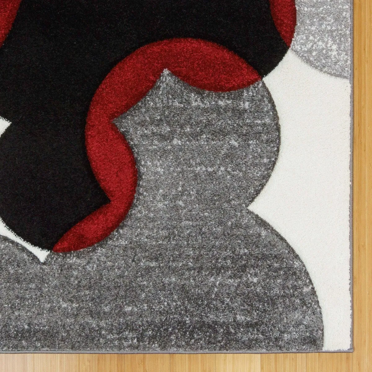 Licensed Disney Mickey Mouse Bravo Toss Modern Geometric Mickey Head Red/ Grey/ Ivory Indoor Area Rug