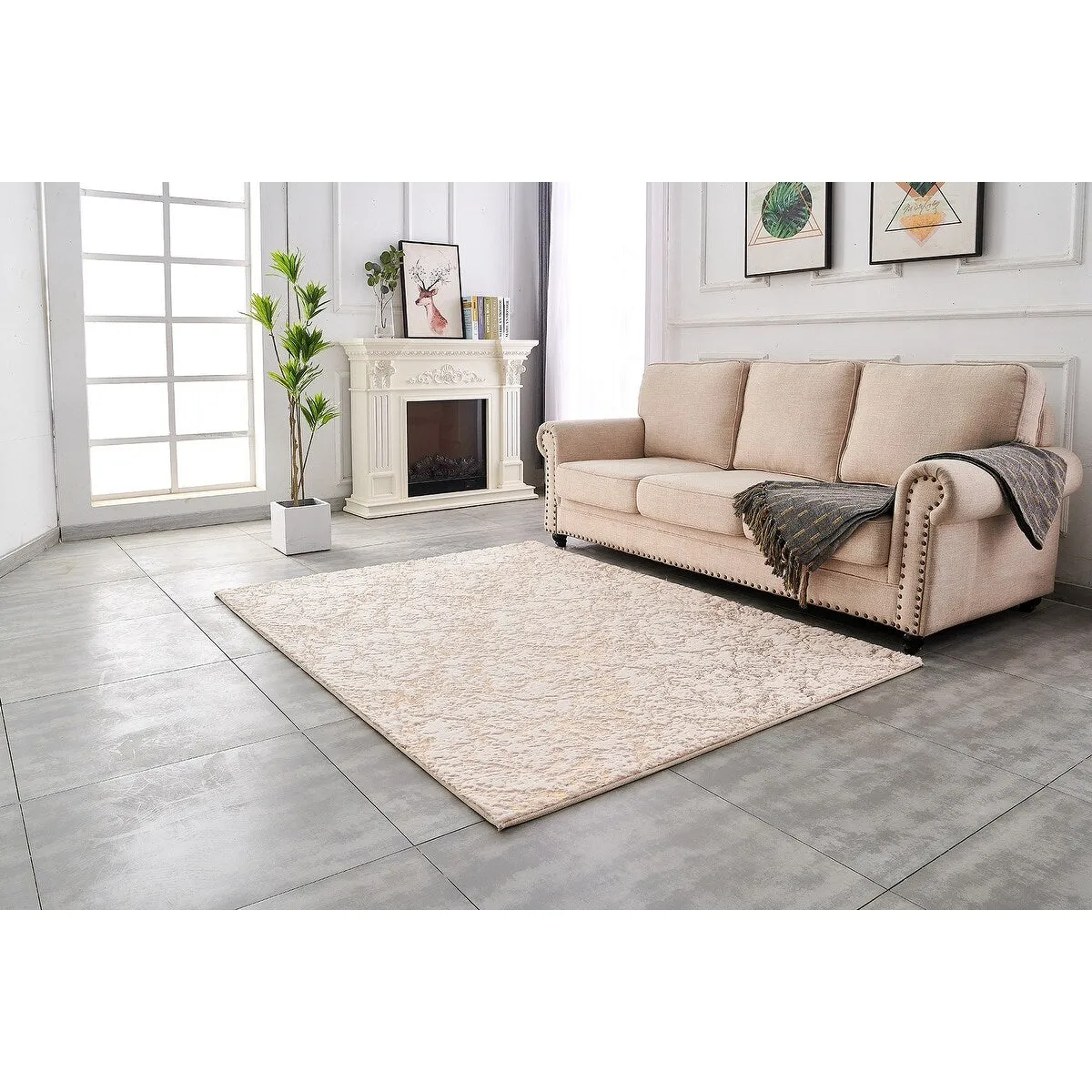 Lily Luxury Abstract Gilded Rectangular Area Rug
