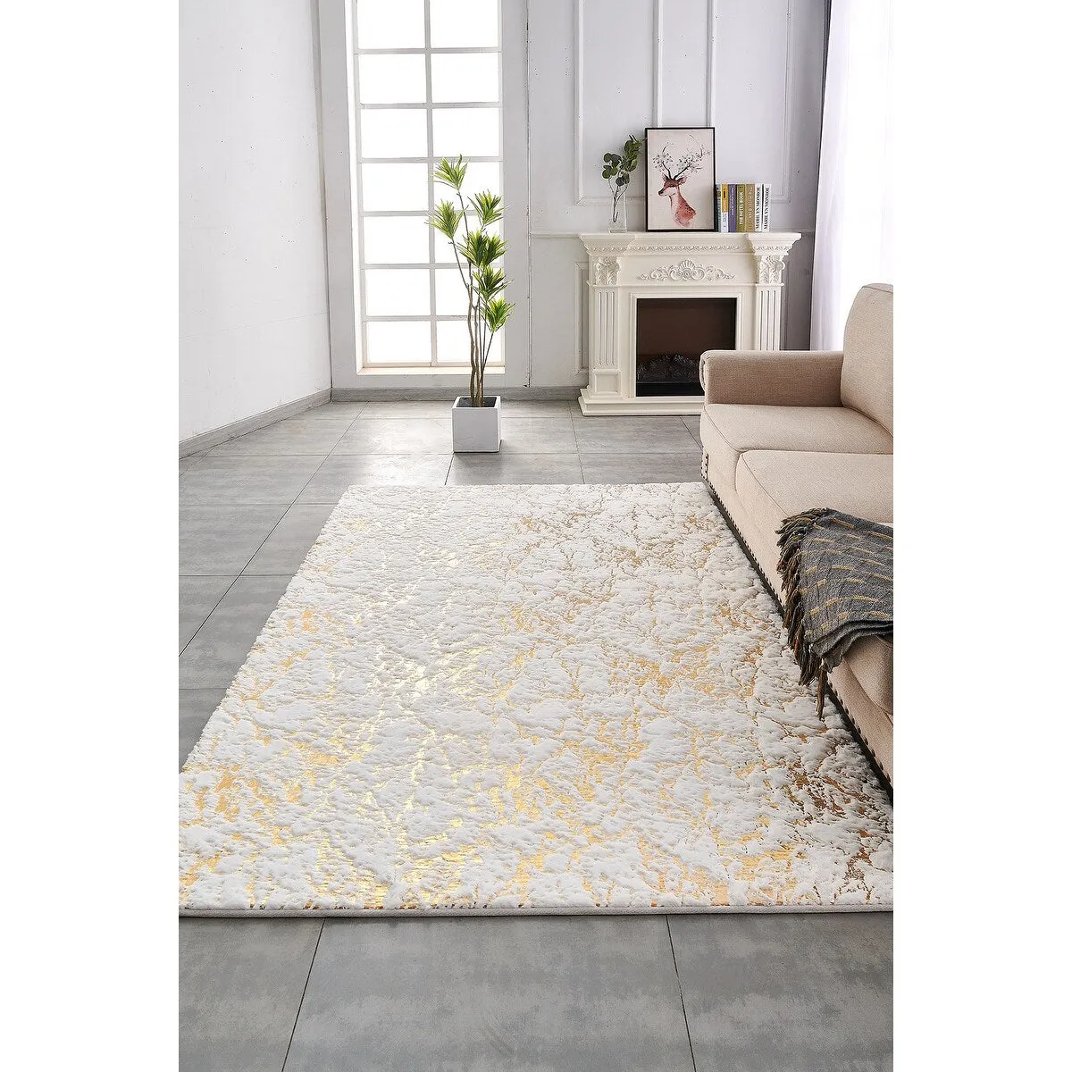 Lily Luxury Abstract Gilded Rectangular Area Rug