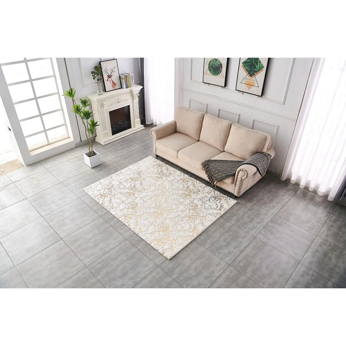 Lily Luxury Abstract Gilded Rectangular Area Rug