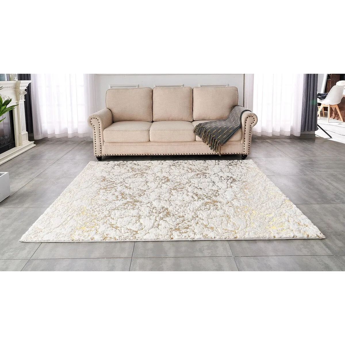 Lily Luxury Abstract Gilded Rectangular Area Rug
