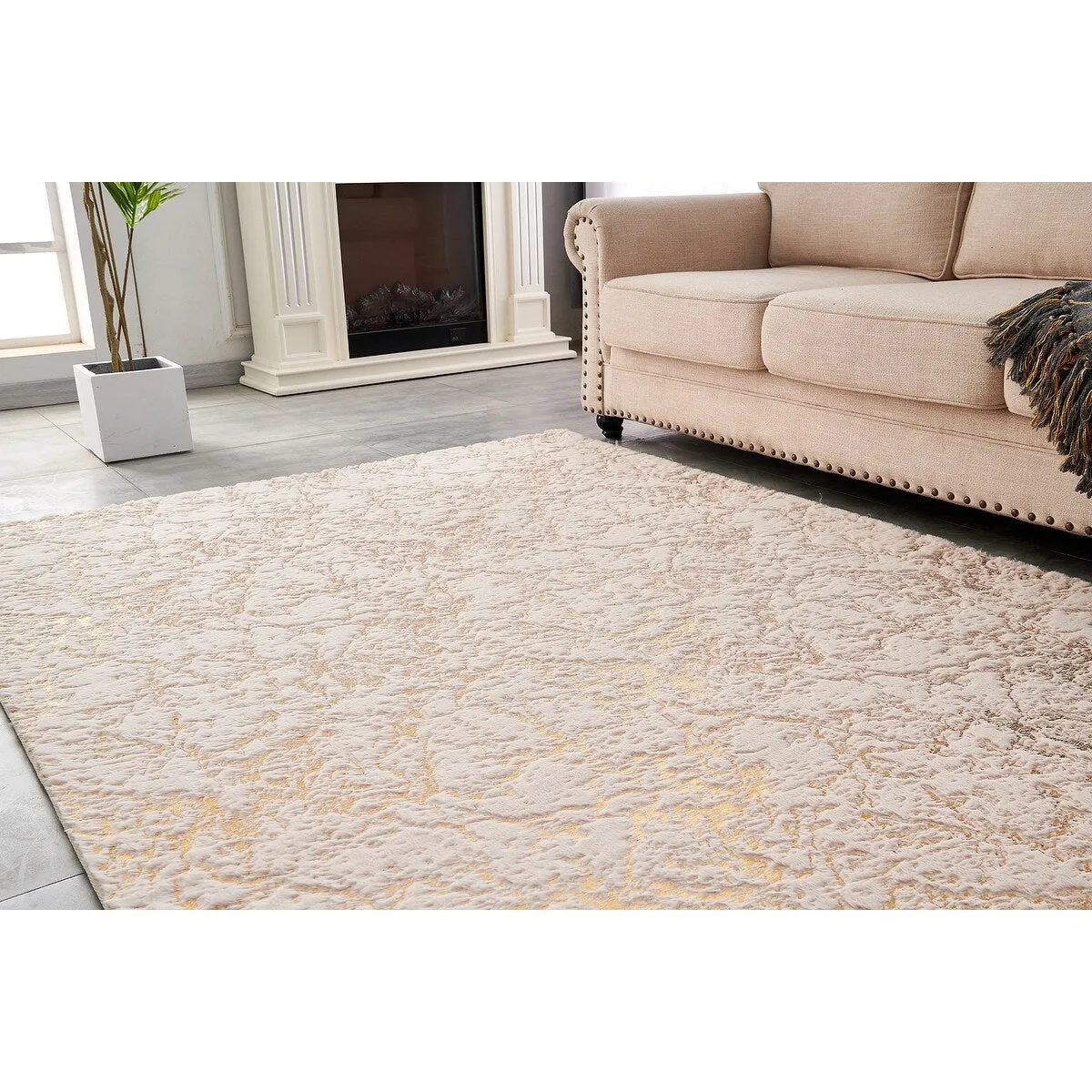 Lily Luxury Abstract Gilded Rectangular Area Rug