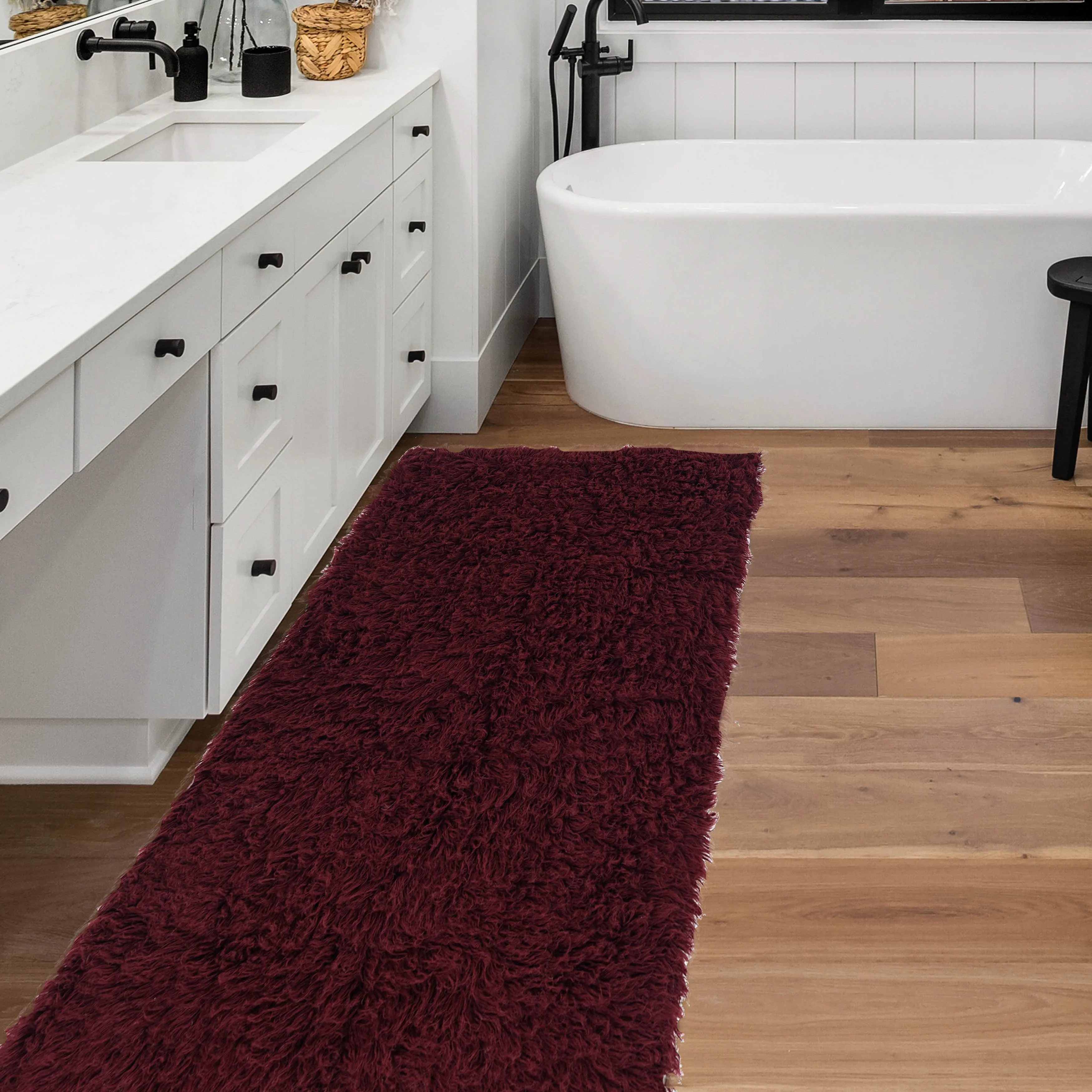 Linon Flokati Heavy Burgundy Rug (2' x 8') - 2' x 8'