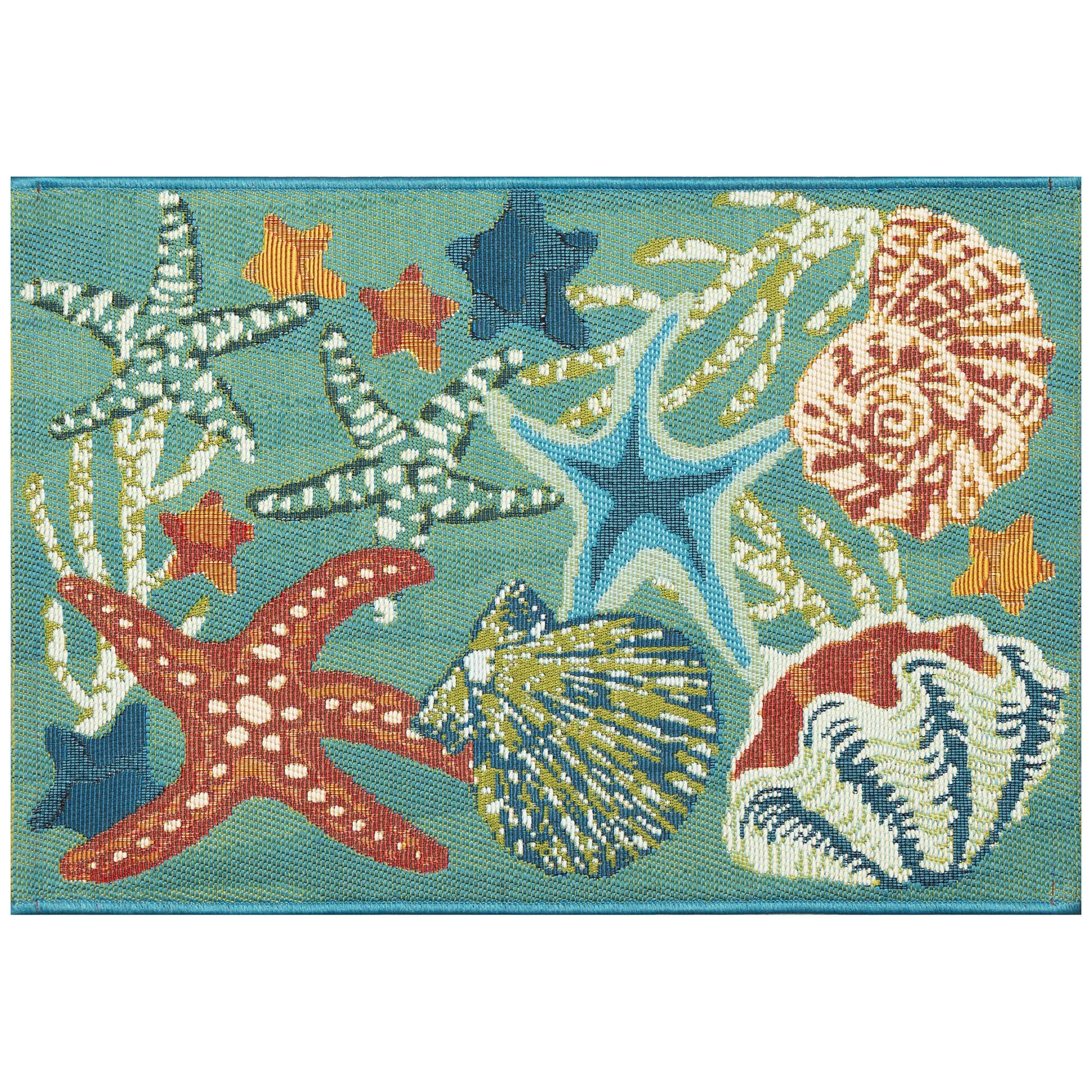 Liora Manne Esencia Starfish Song Indoor/Outdoor Mat Aqua 1'11 x 4'11