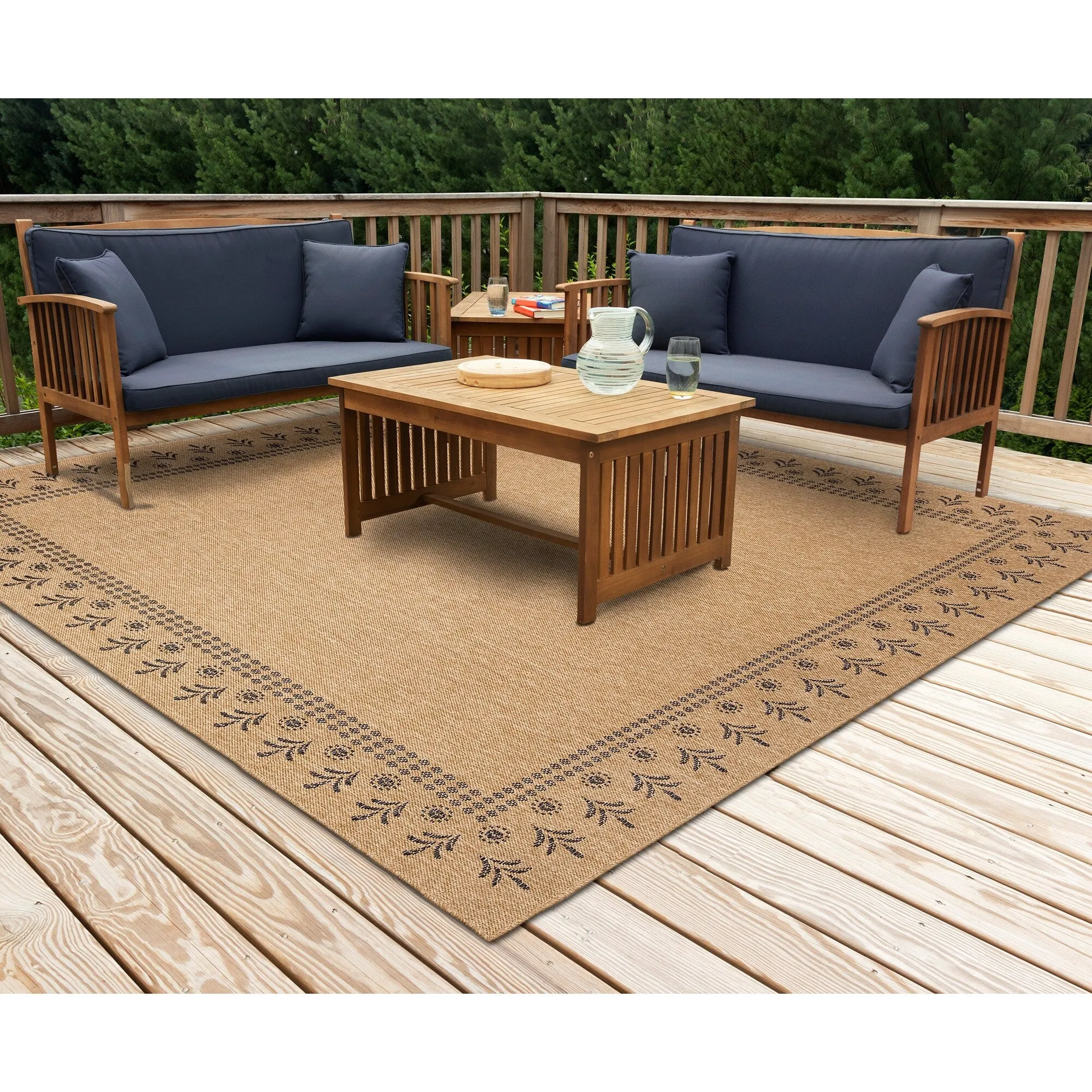 Liora Manne Sahara Block Print Border Indoor/Outdoor Rug